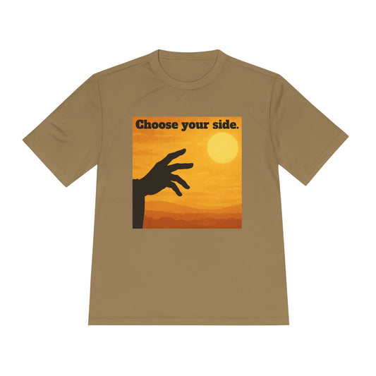 Choose Your Side Tee — Vintage Sunset Hand Silhouette Graphic T-Shirt