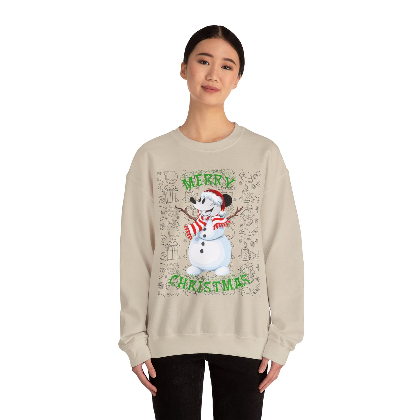 Christmas Snowman Crewneck Sweatshirt – "Merry Christmas" Holiday Pullover