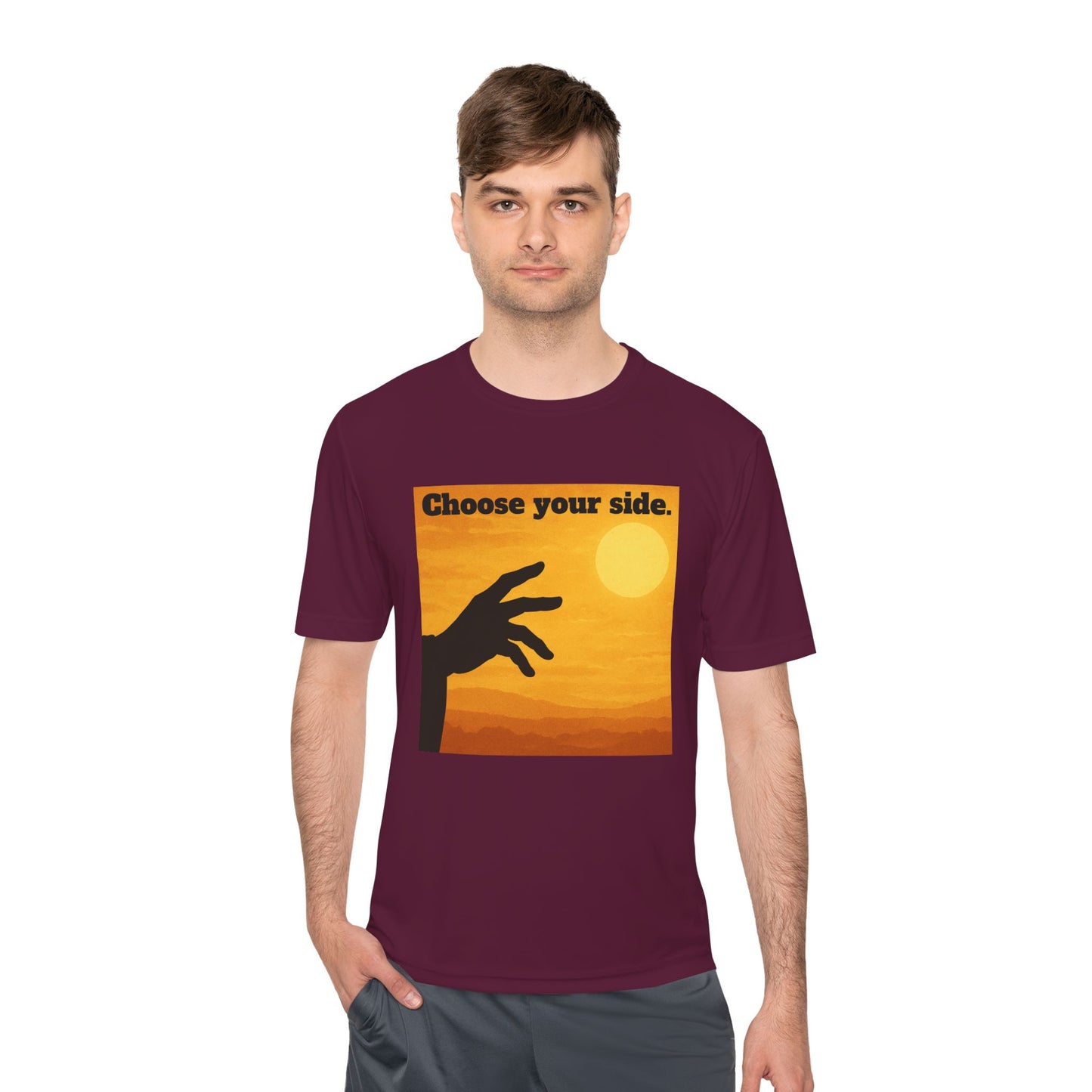 Choose Your Side Tee — Vintage Sunset Hand Silhouette Graphic T-Shirt