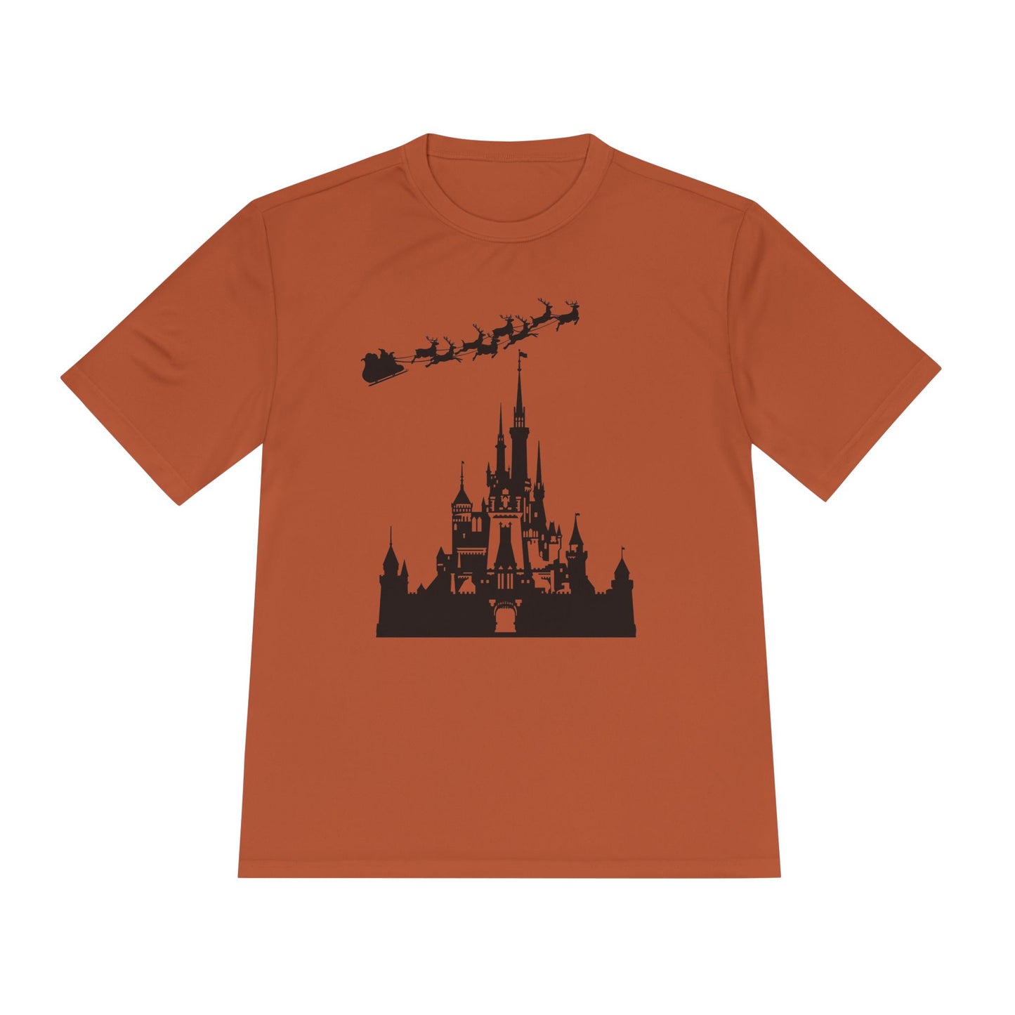 Castle Silhouette Tee — Santa Sleigh Over Castle Holiday T-Shirt