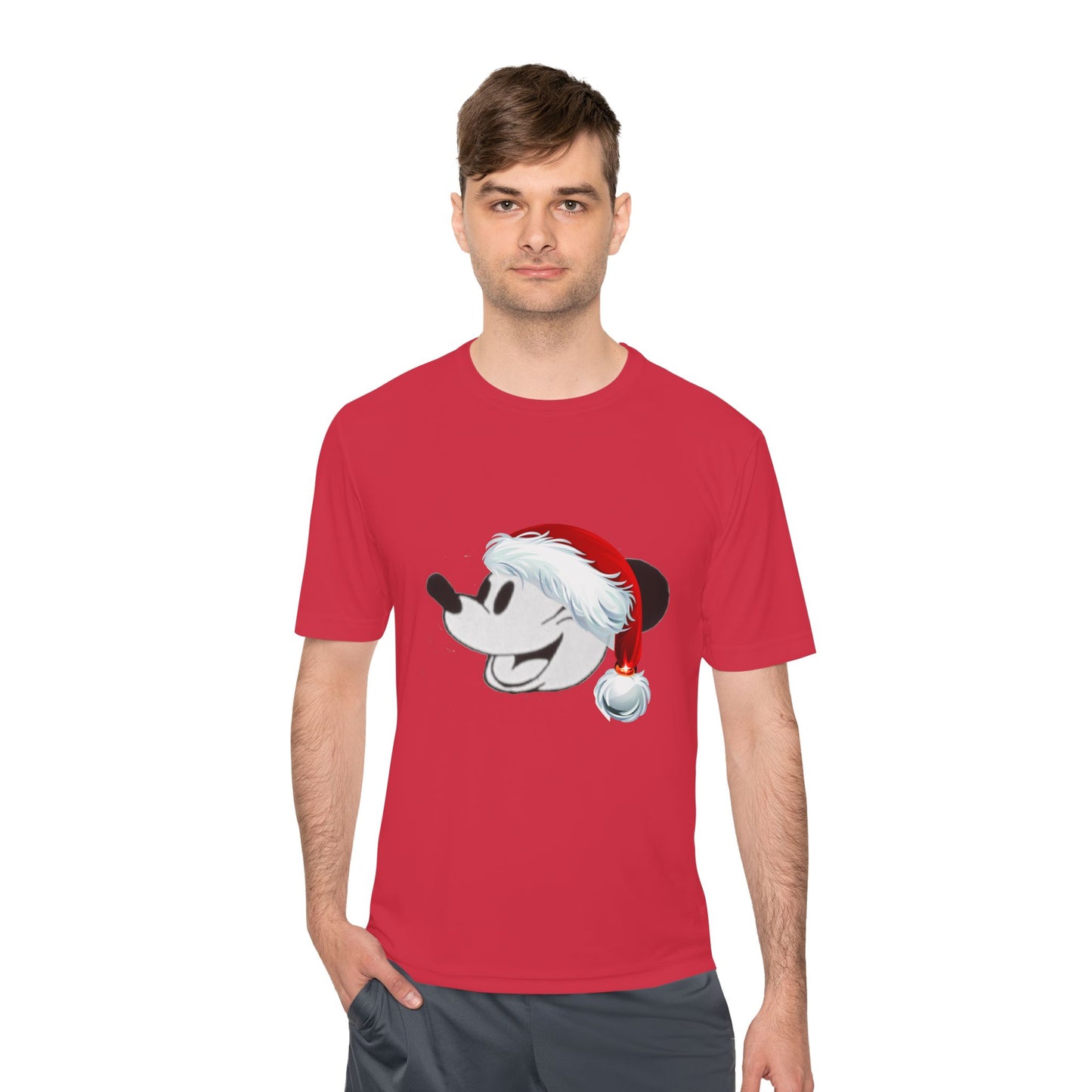 Christmas Cartoon Mouse Tee — Festive Santa Hat Holiday T-Shirt