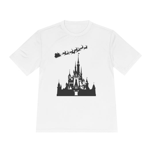 Castle Silhouette Tee — Santa Sleigh Over Castle Holiday T-Shirt