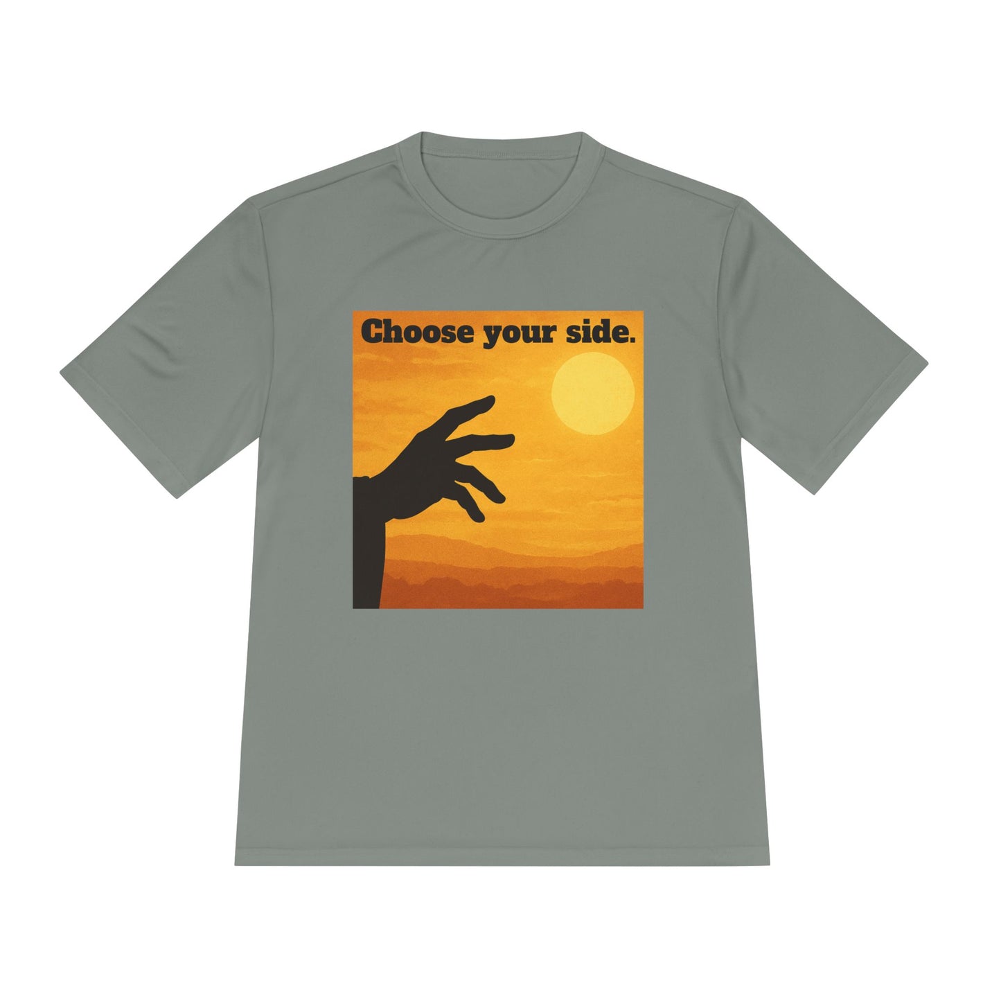 Choose Your Side Tee — Vintage Sunset Hand Silhouette Graphic T-Shirt