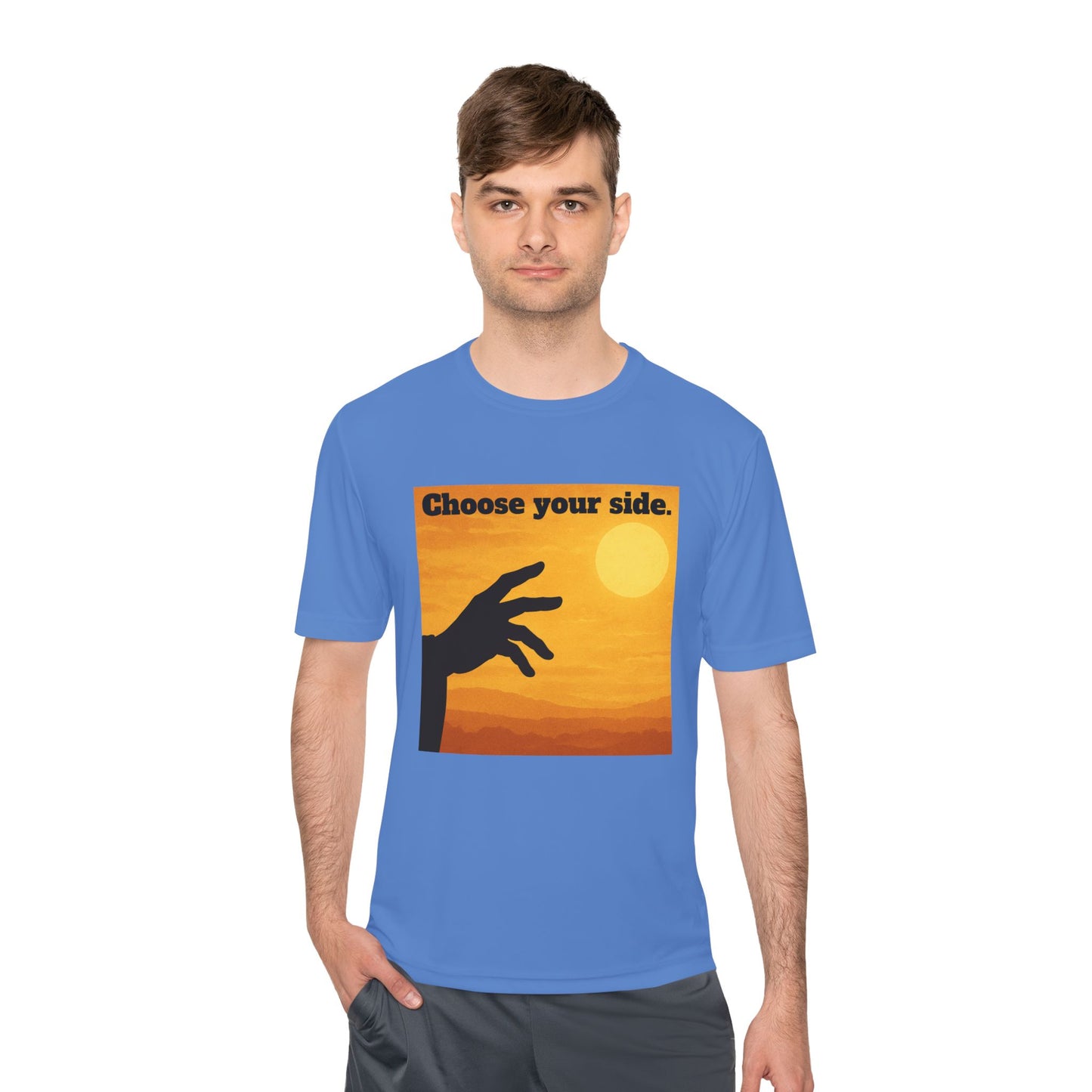 Choose Your Side Tee — Vintage Sunset Hand Silhouette Graphic T-Shirt