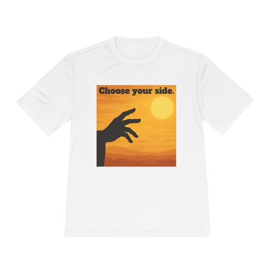 Choose Your Side Tee — Vintage Sunset Hand Silhouette Graphic T-Shirt
