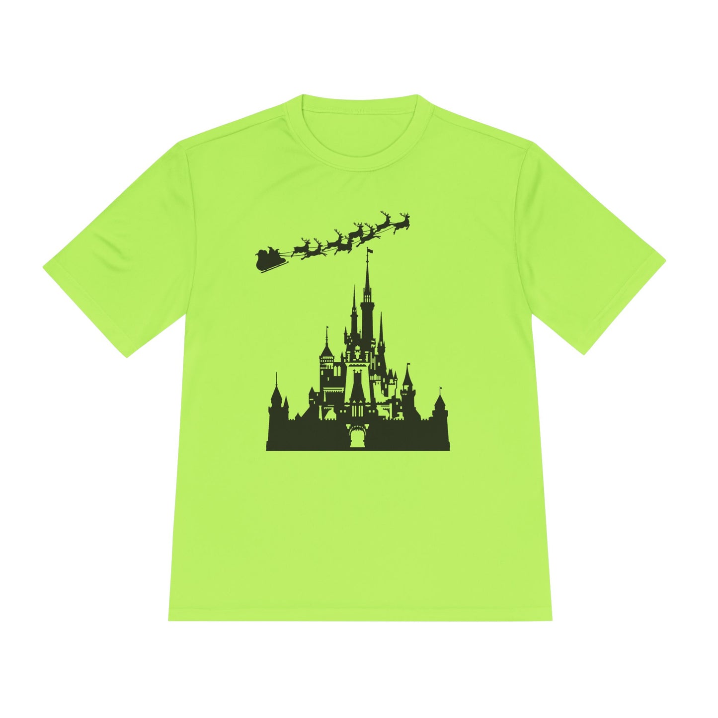 Castle Silhouette Tee — Santa Sleigh Over Castle Holiday T-Shirt
