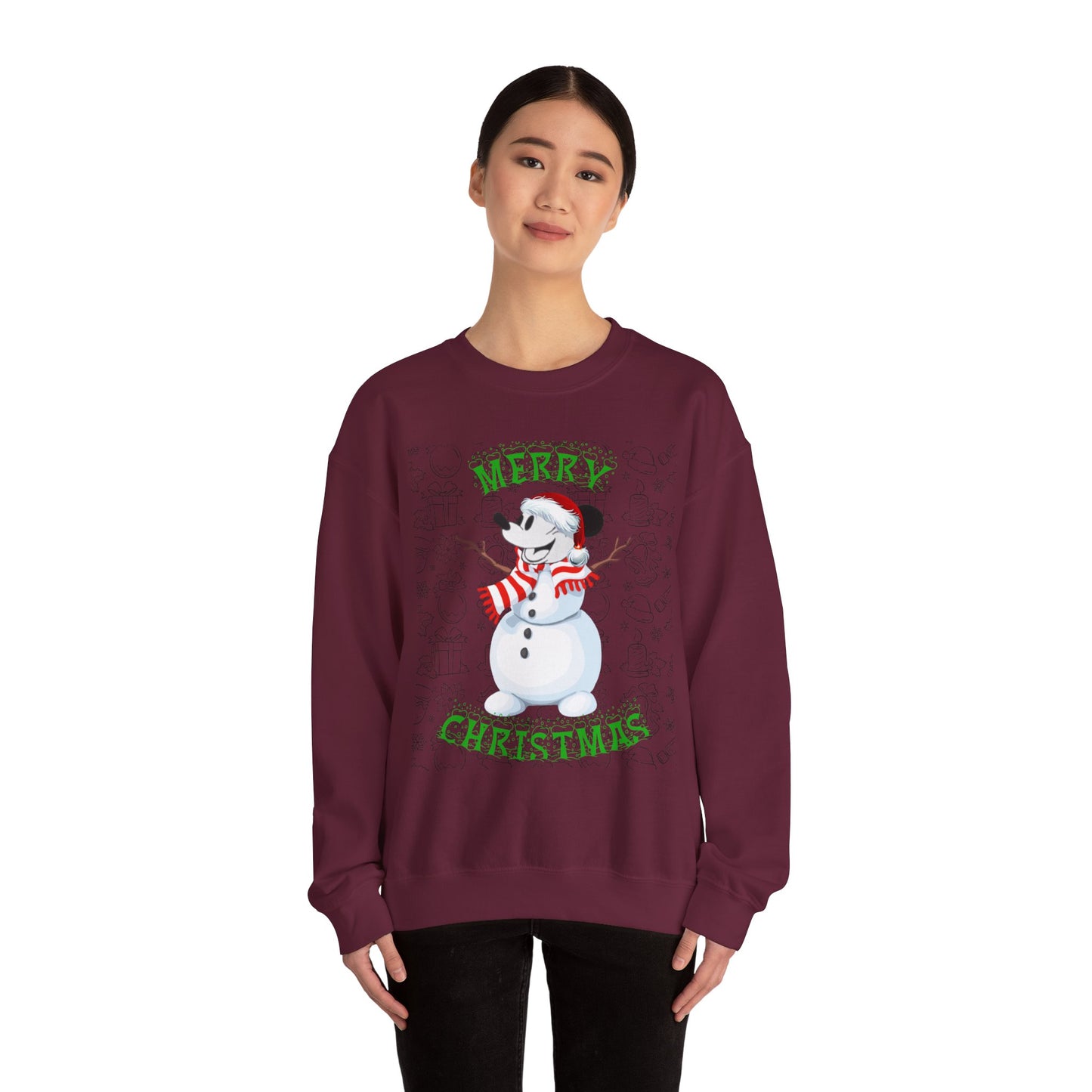 Christmas Snowman Crewneck Sweatshirt – "Merry Christmas" Holiday Pullover