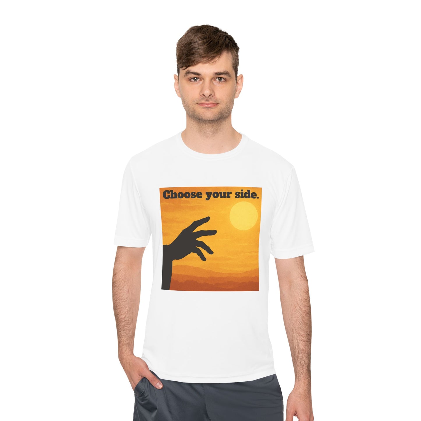Choose Your Side Tee — Vintage Sunset Hand Silhouette Graphic T-Shirt