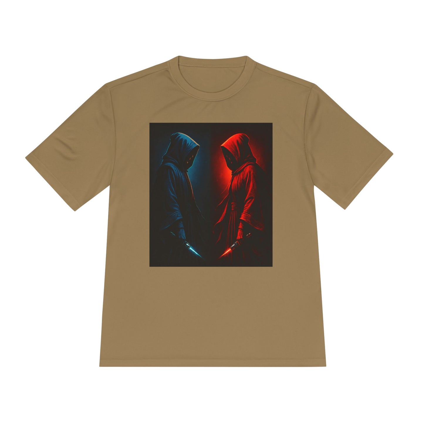 Hooded Figures Duel Graphic Tee — Red & Blue Neon Contrast