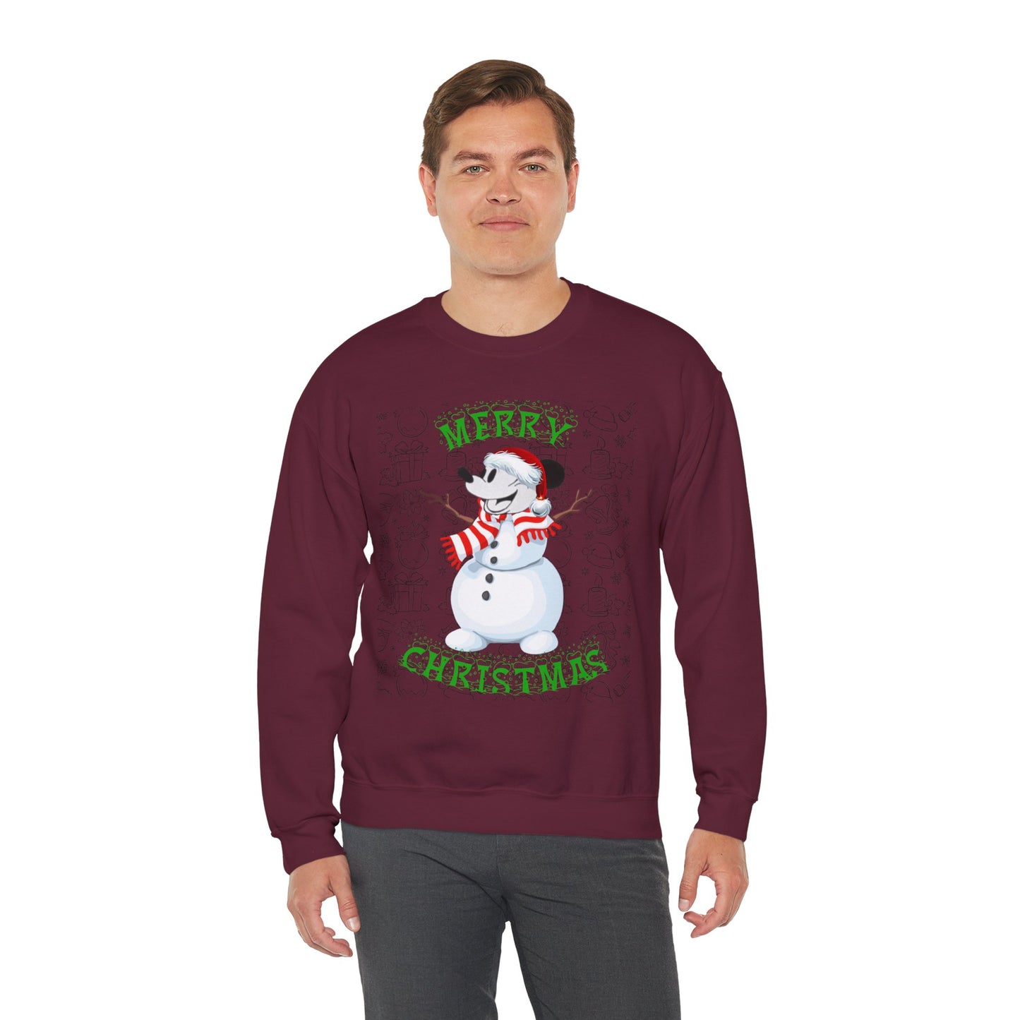 Christmas Snowman Crewneck Sweatshirt – "Merry Christmas" Holiday Pullover