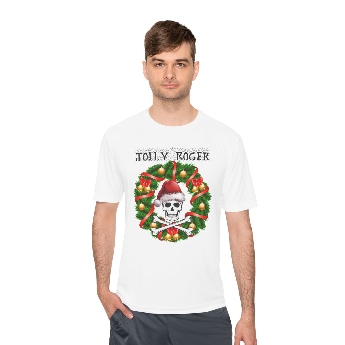 Jolly Roger Christmas Tee — Pirate Skull Wreath Holiday Shirt