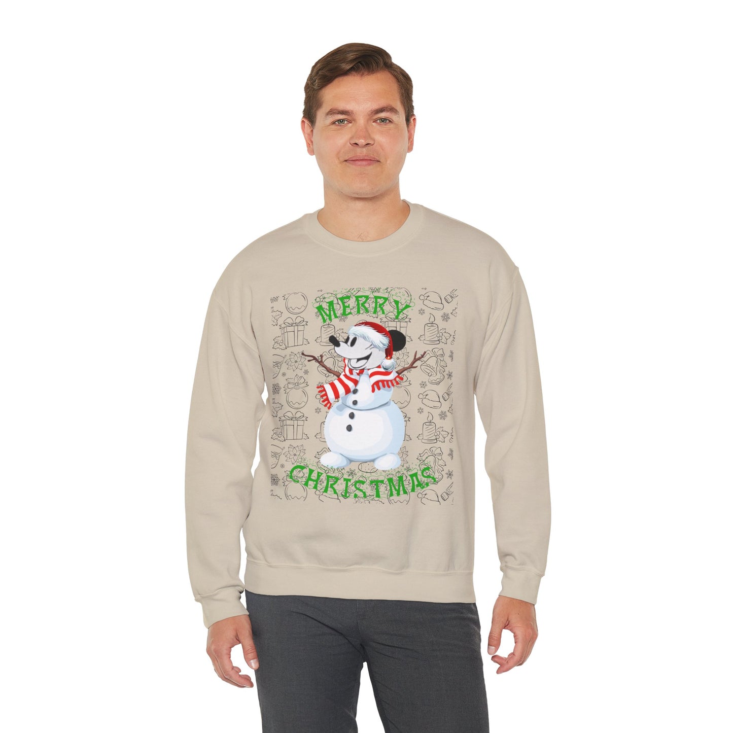Christmas Snowman Crewneck Sweatshirt – "Merry Christmas" Holiday Pullover