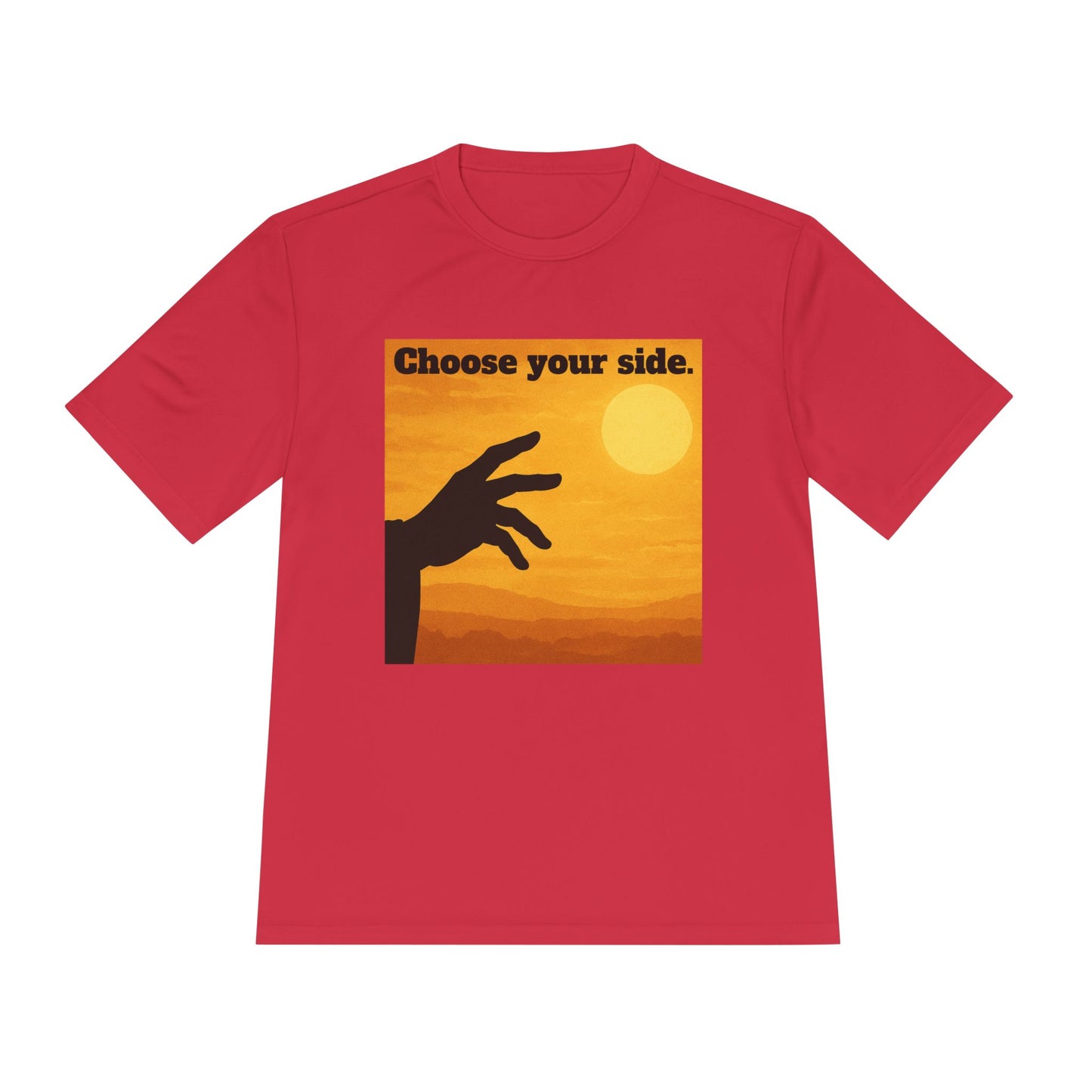 Choose Your Side Tee — Vintage Sunset Hand Silhouette Graphic T-Shirt