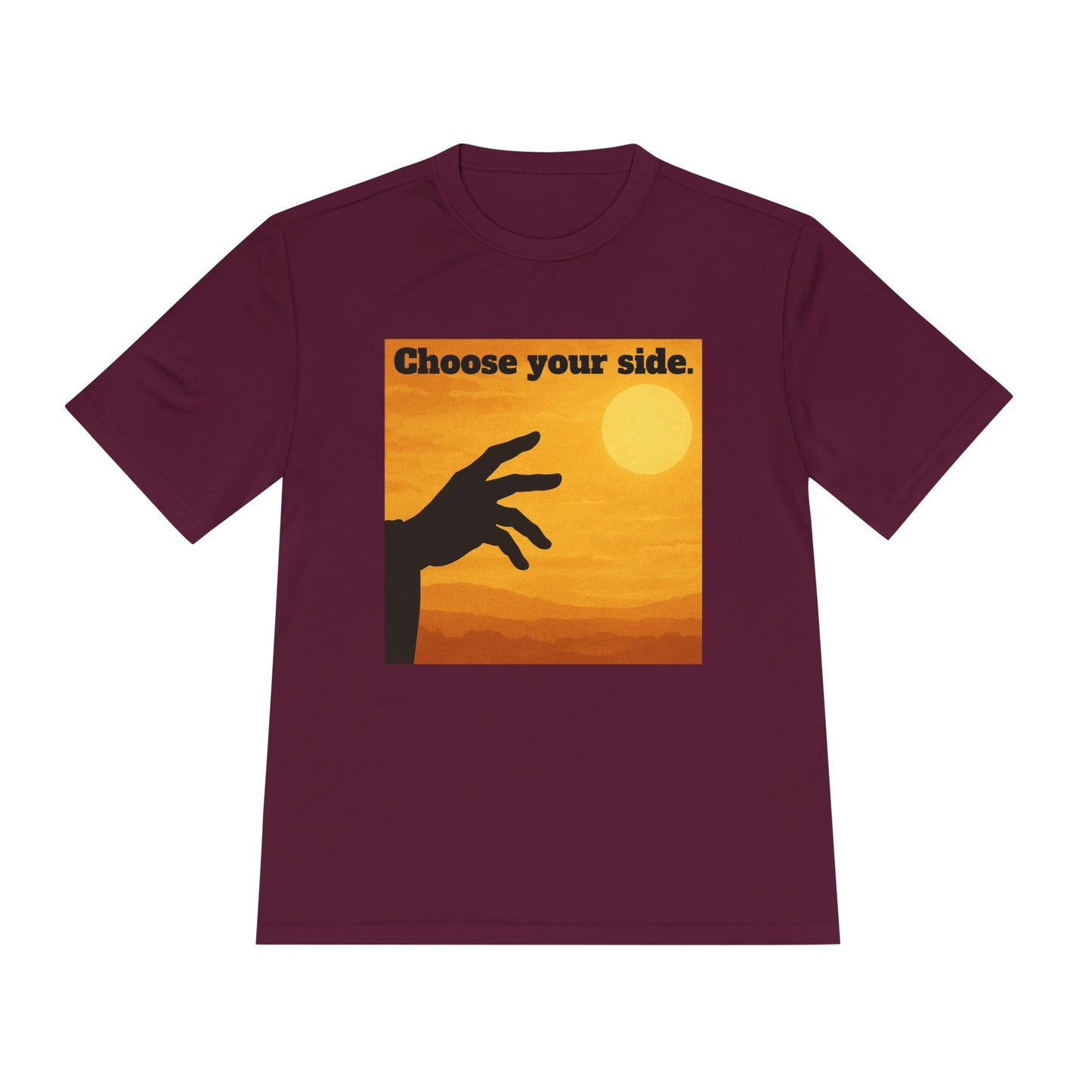 Choose Your Side Tee — Vintage Sunset Hand Silhouette Graphic T-Shirt
