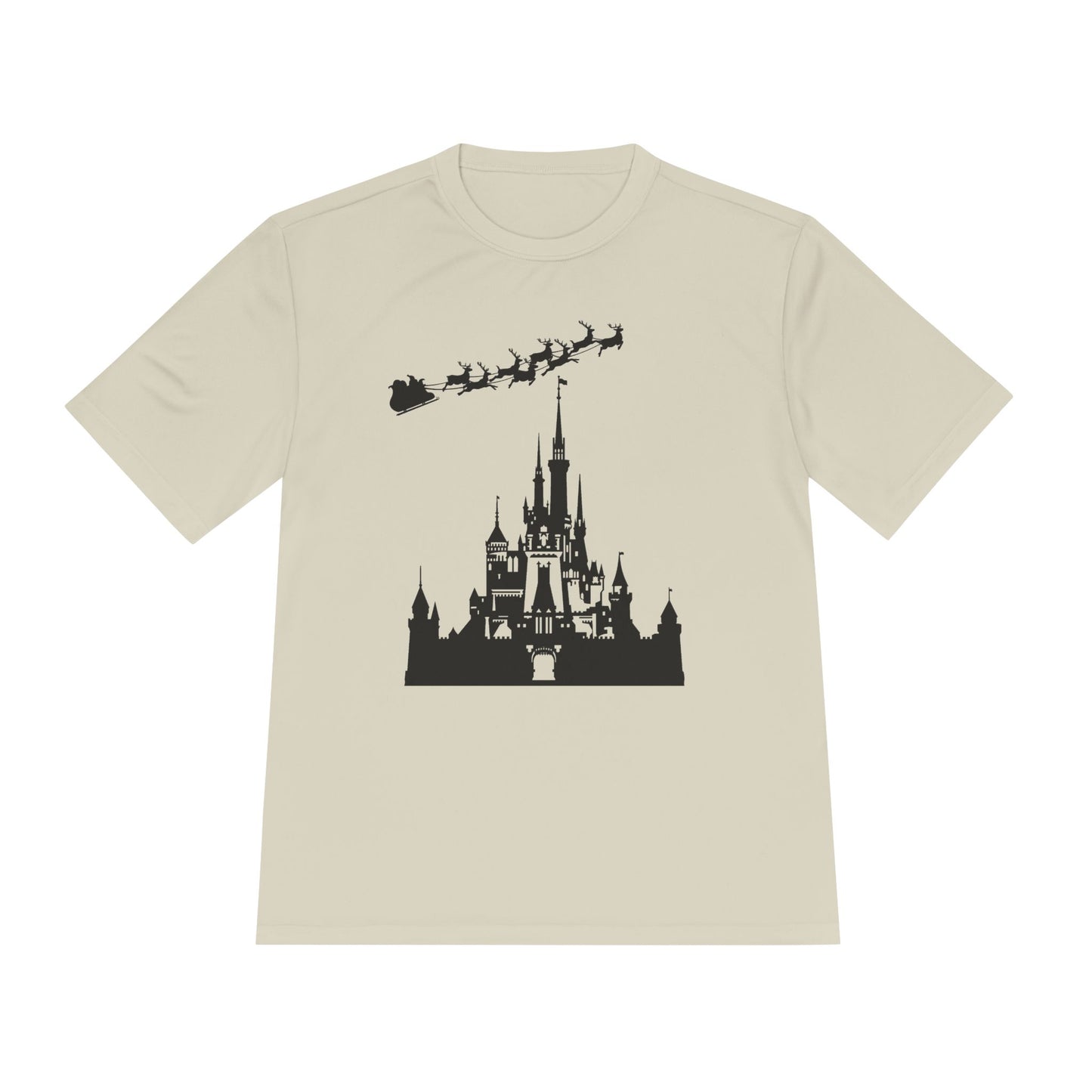 Castle Silhouette Tee — Santa Sleigh Over Castle Holiday T-Shirt