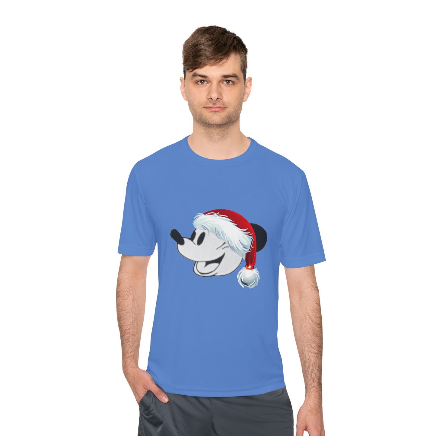 Christmas Cartoon Mouse Tee — Festive Santa Hat Holiday T-Shirt