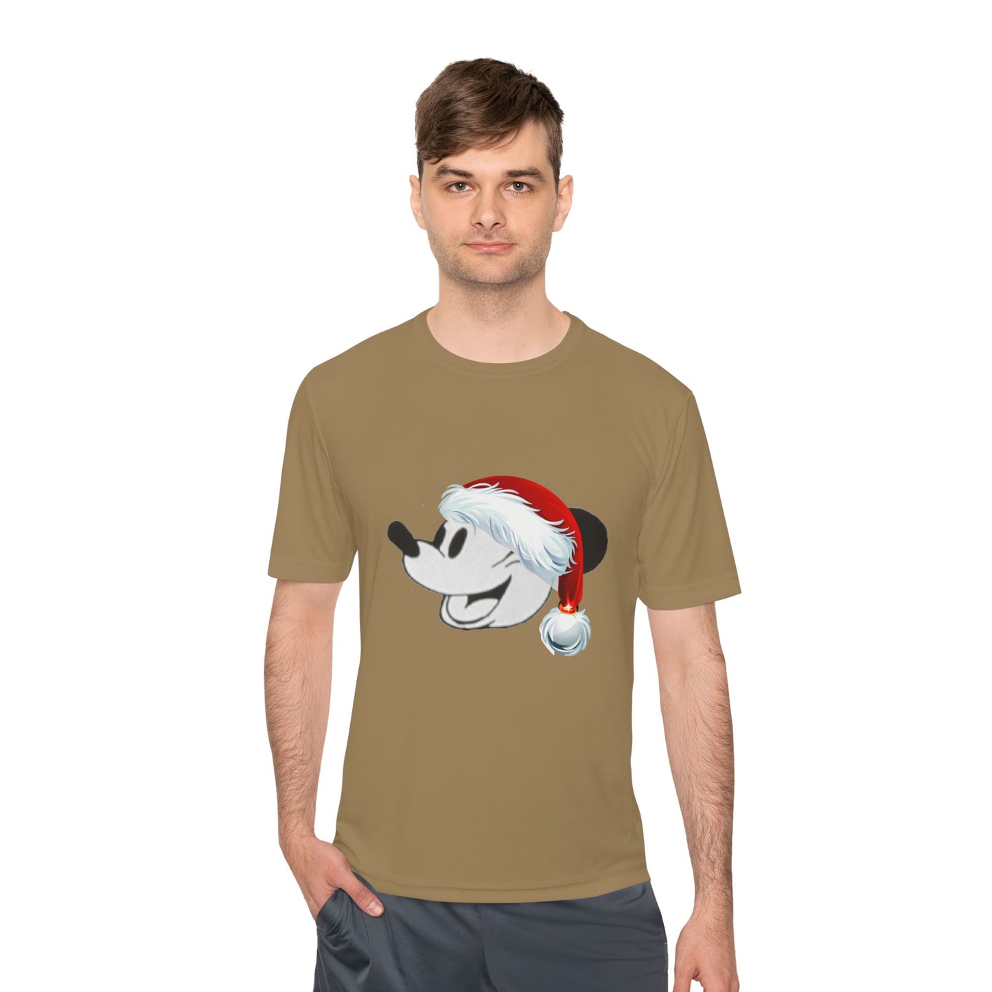 Christmas Cartoon Mouse Tee — Festive Santa Hat Holiday T-Shirt