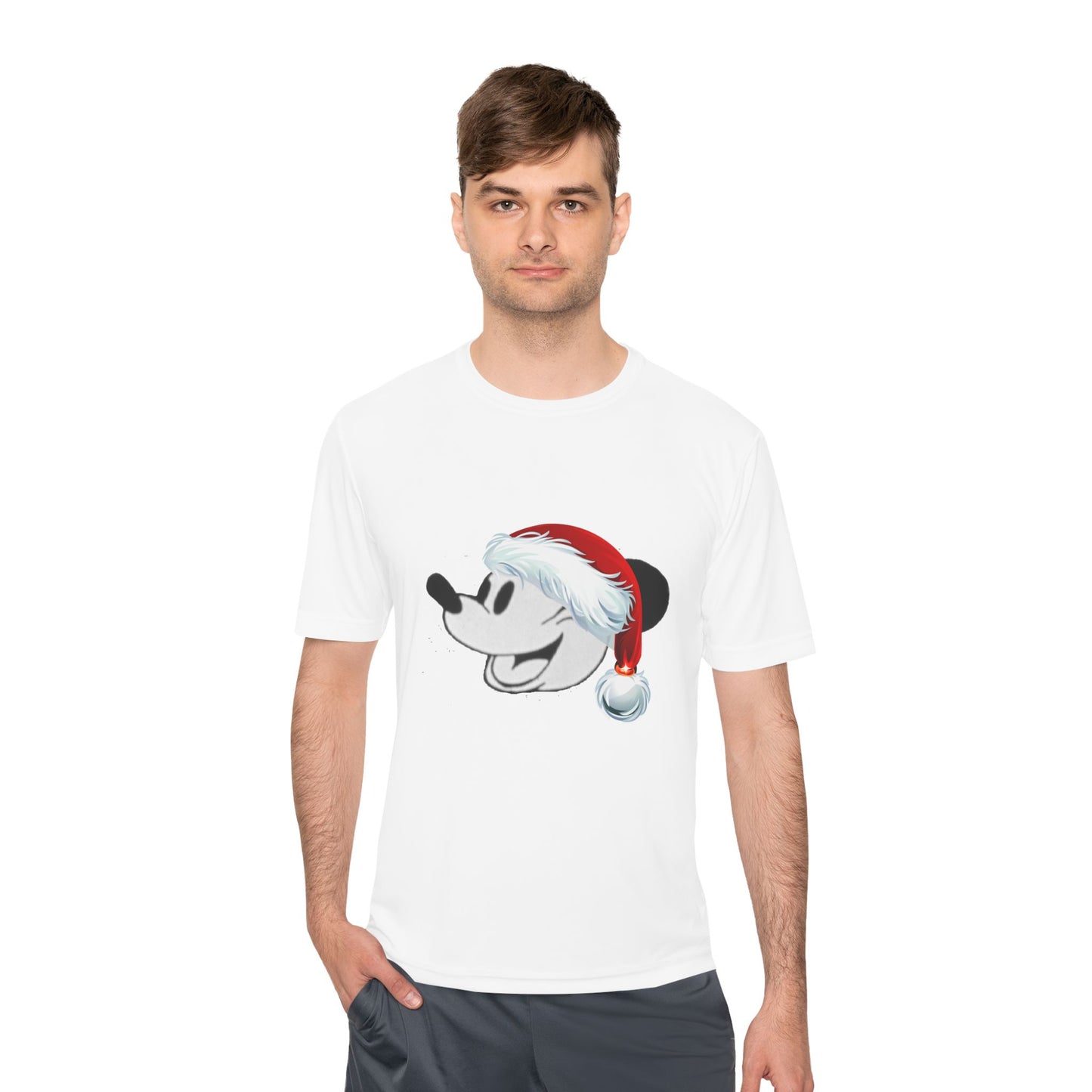 Christmas Cartoon Mouse Tee — Festive Santa Hat Holiday T-Shirt
