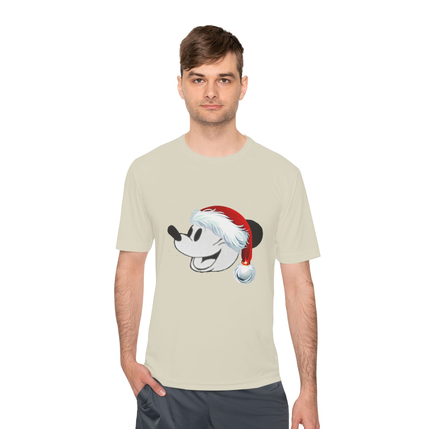 Christmas Cartoon Mouse Tee — Festive Santa Hat Holiday T-Shirt