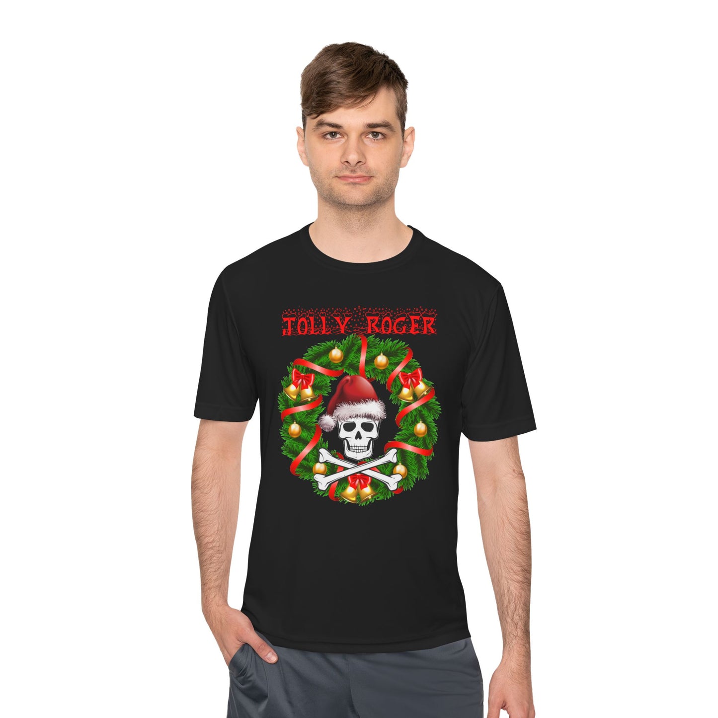 Jolly Roger Christmas Tee — Pirate Skull Wreath Holiday Shirt