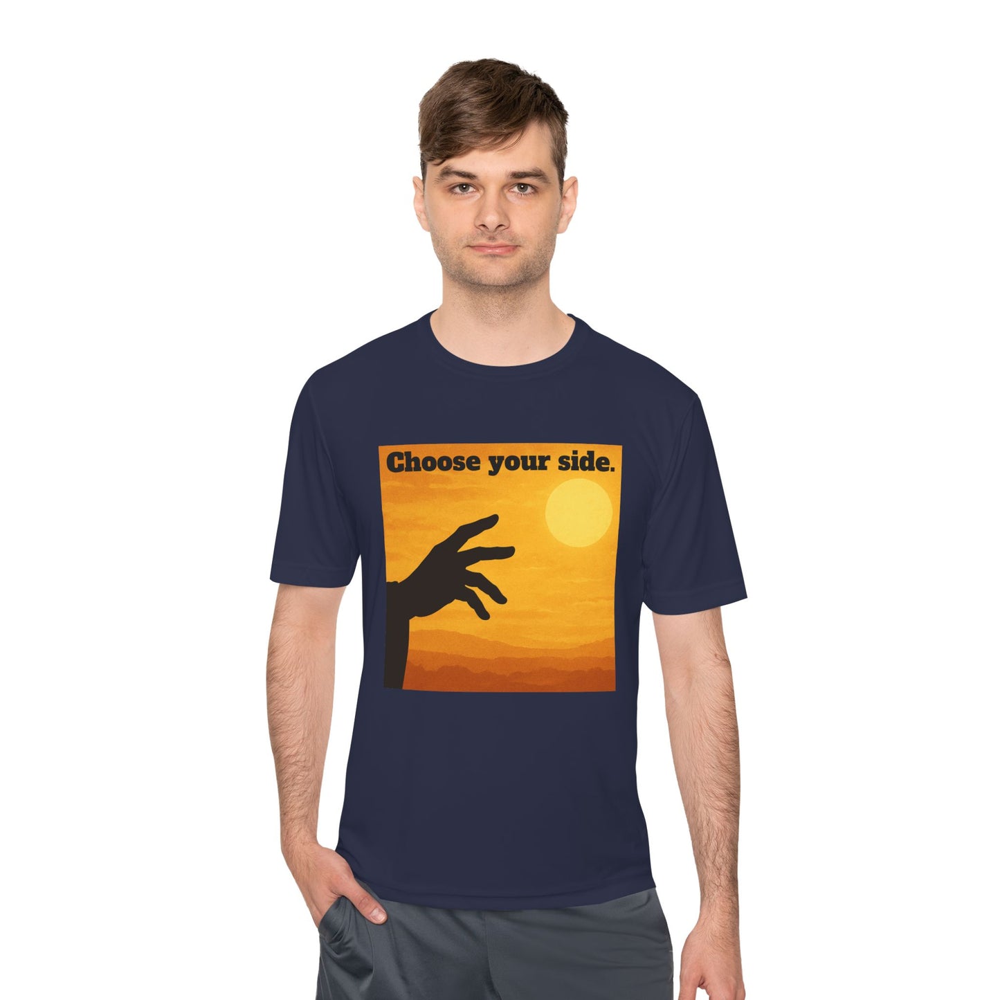 Choose Your Side Tee — Vintage Sunset Hand Silhouette Graphic T-Shirt