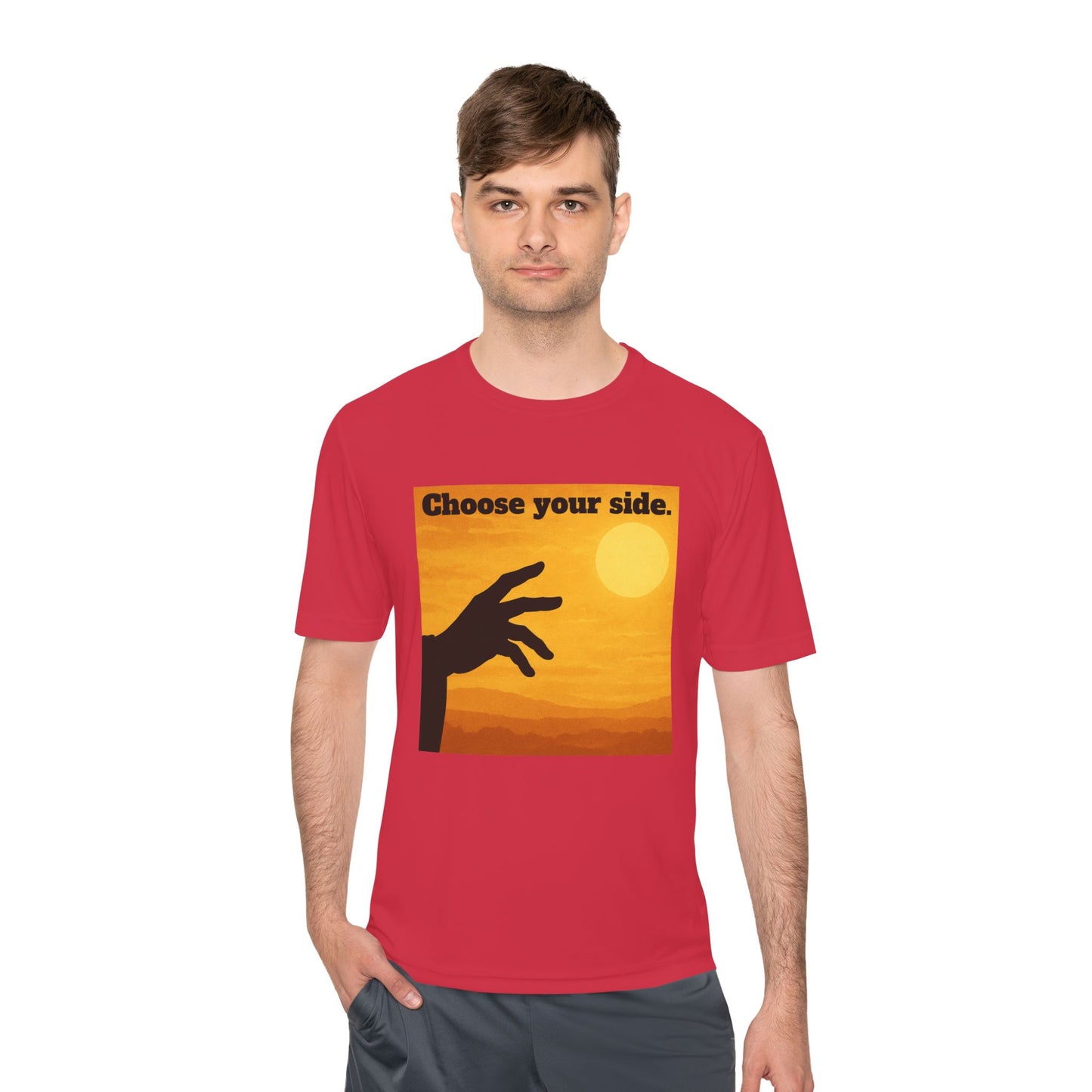 Choose Your Side Tee — Vintage Sunset Hand Silhouette Graphic T-Shirt