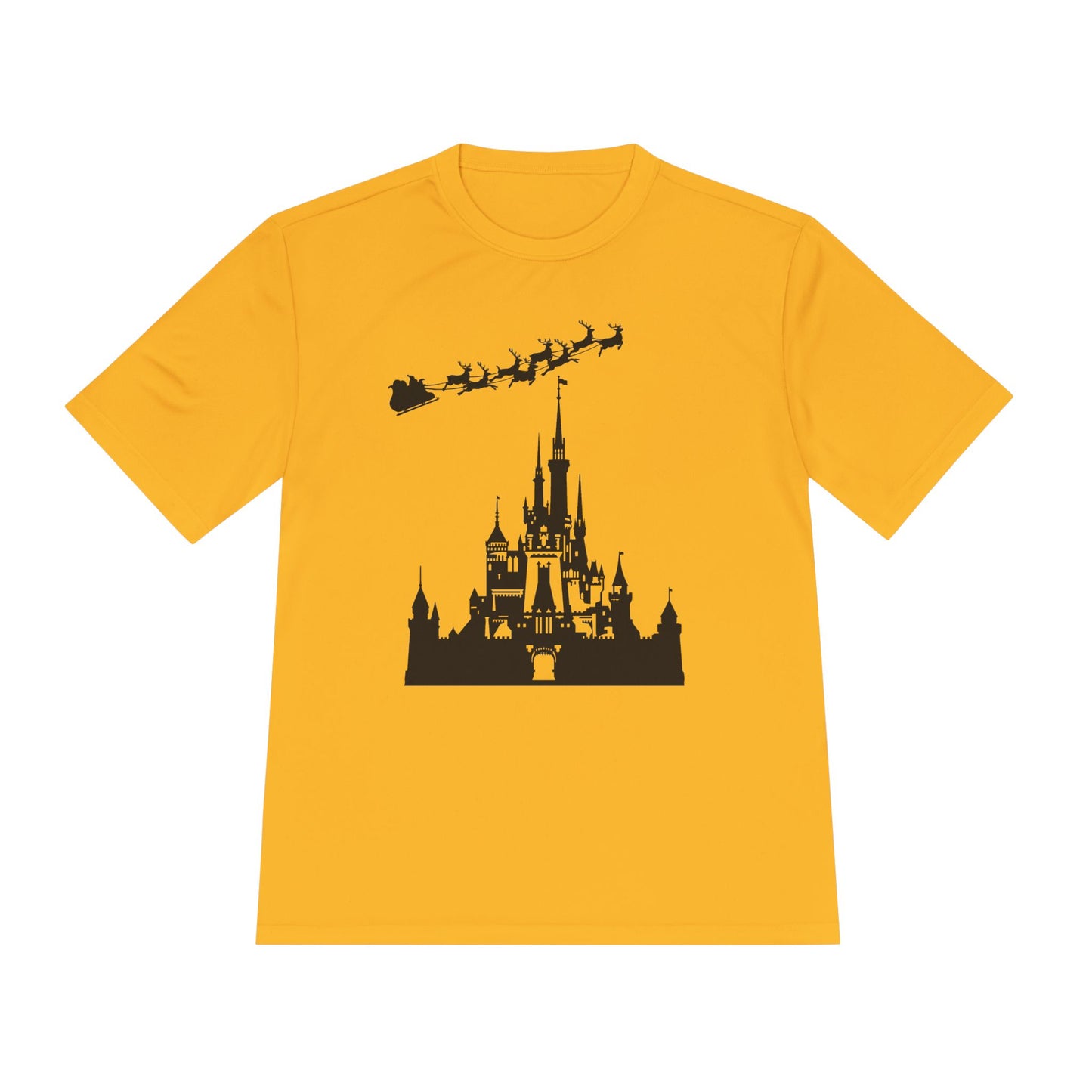 Castle Silhouette Tee — Santa Sleigh Over Castle Holiday T-Shirt