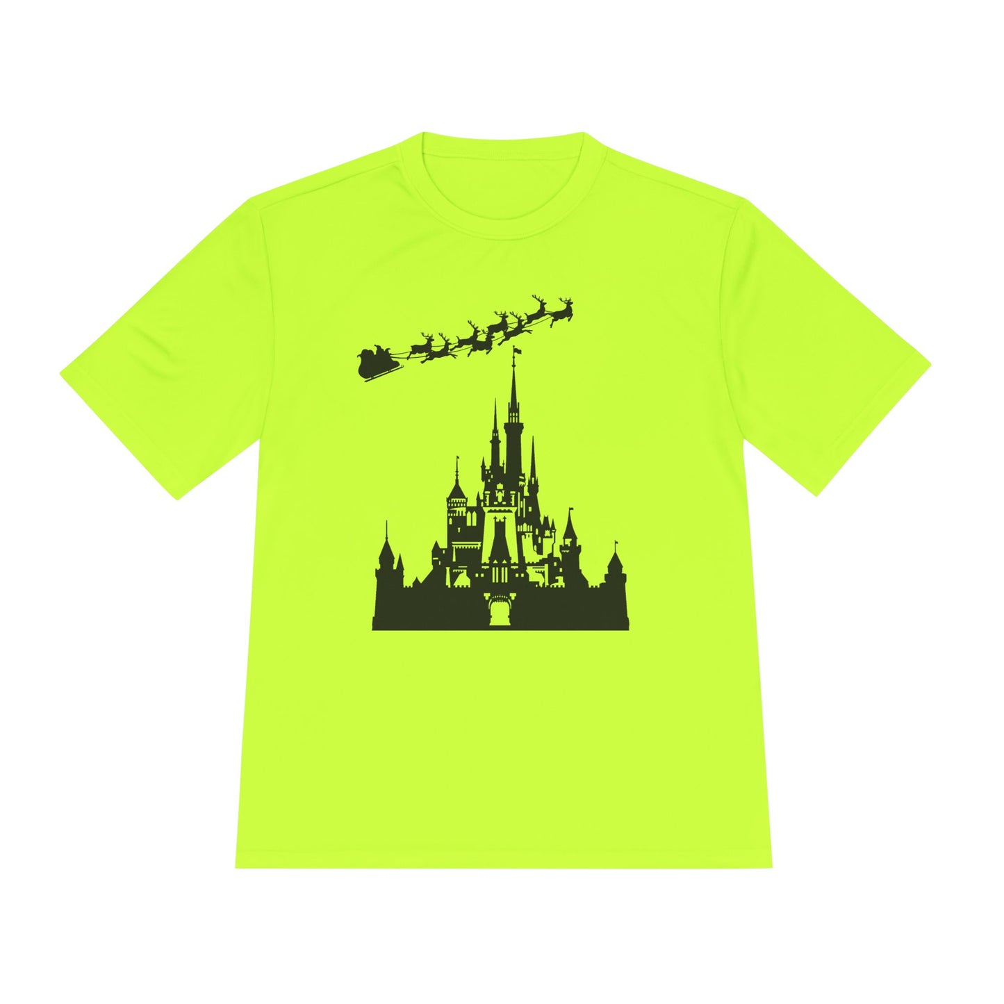 Castle Silhouette Tee — Santa Sleigh Over Castle Holiday T-Shirt