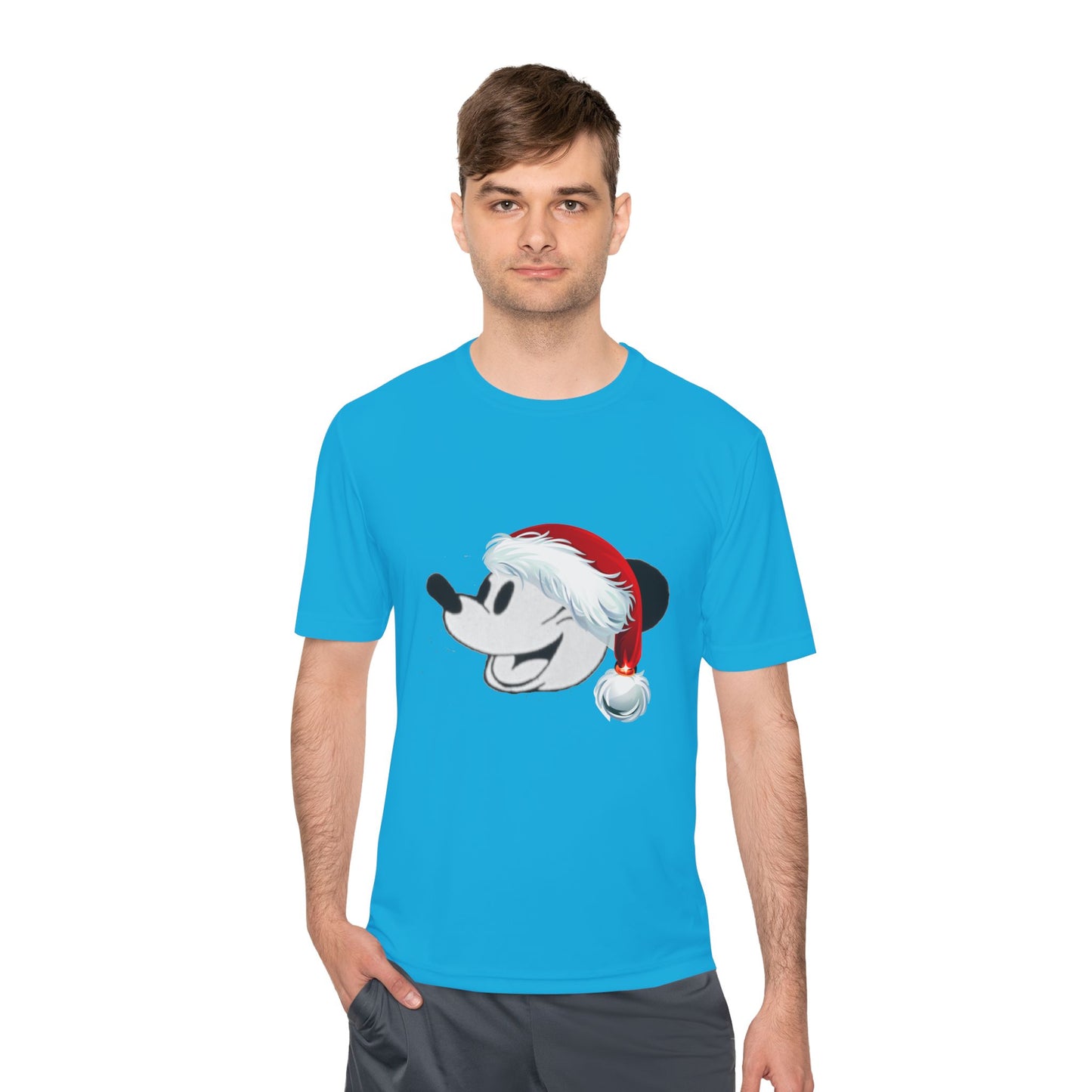Christmas Cartoon Mouse Tee — Festive Santa Hat Holiday T-Shirt