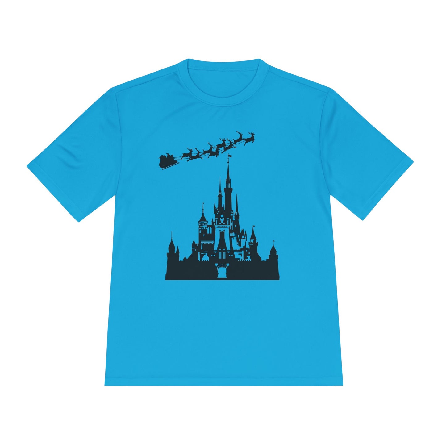 Castle Silhouette Tee — Santa Sleigh Over Castle Holiday T-Shirt