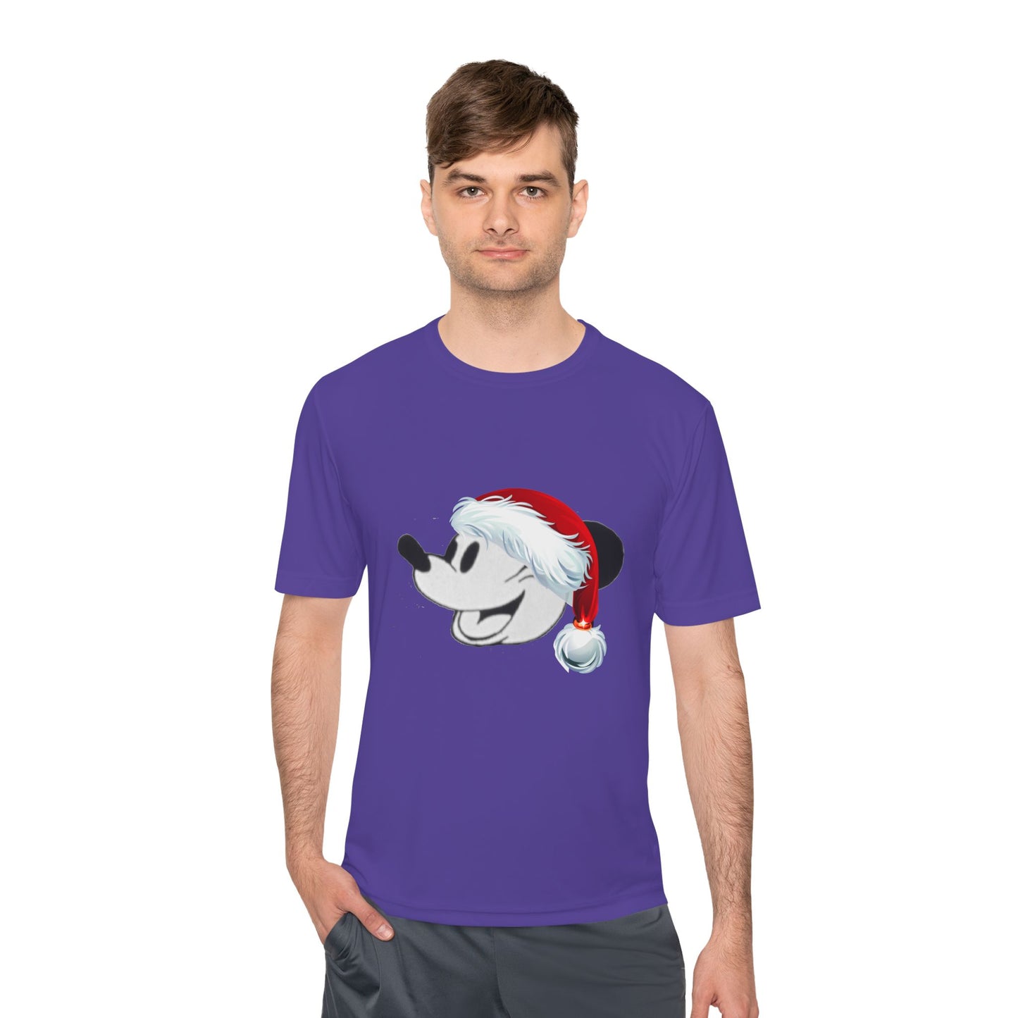 Christmas Cartoon Mouse Tee — Festive Santa Hat Holiday T-Shirt