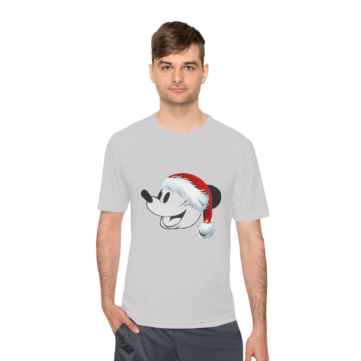 Christmas Cartoon Mouse Tee — Festive Santa Hat Holiday T-Shirt