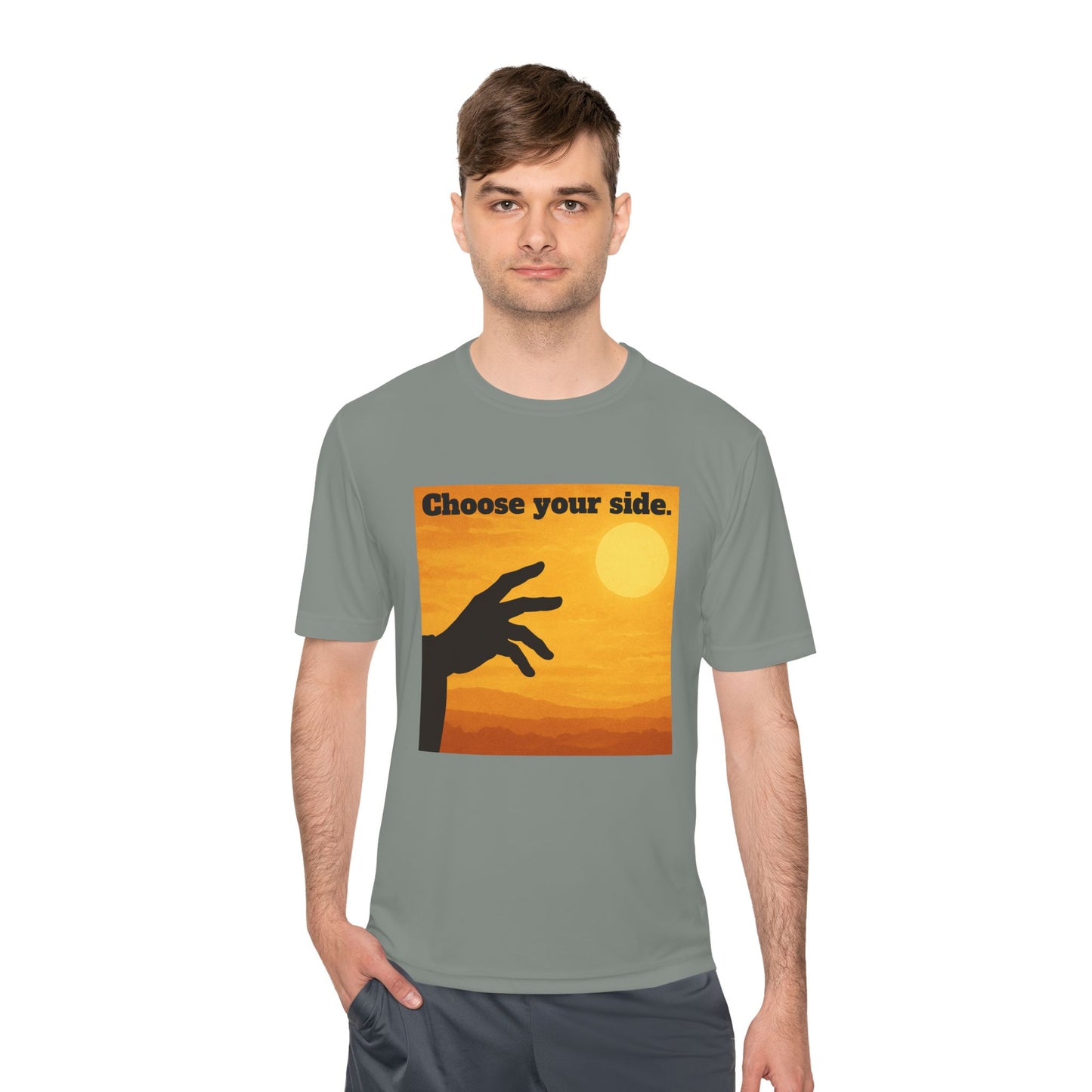 Choose Your Side Tee — Vintage Sunset Hand Silhouette Graphic T-Shirt