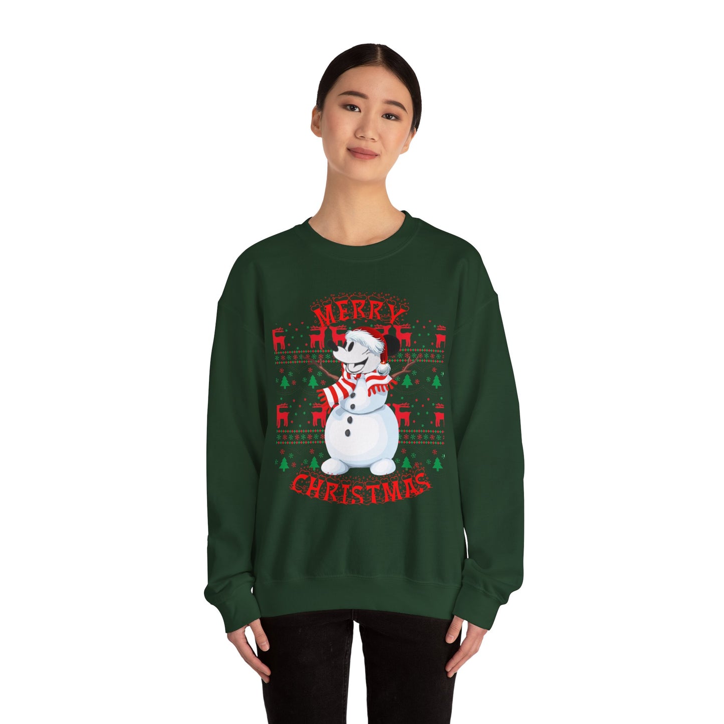 Christmas Snowman Crewneck Sweatshirt – "Merry Christmas" Holiday Pullover
