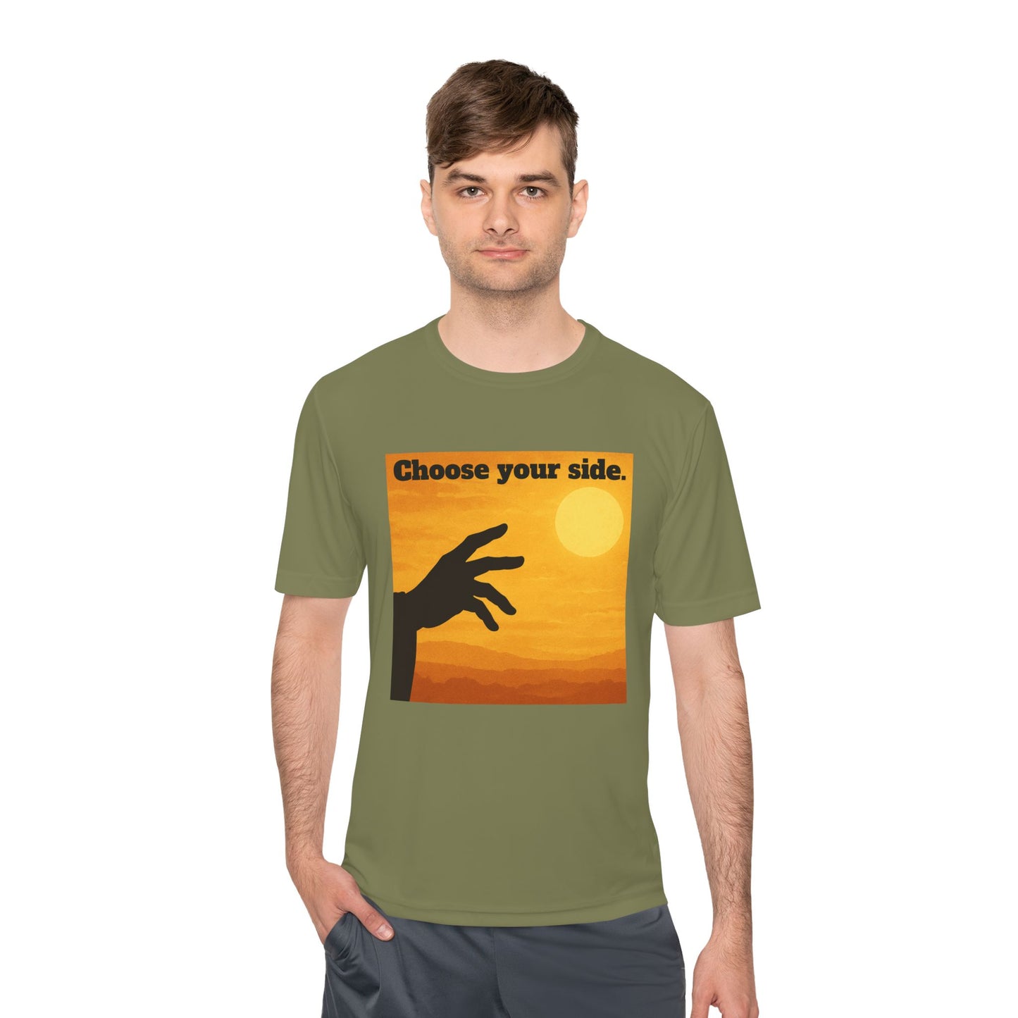 Choose Your Side Tee — Vintage Sunset Hand Silhouette Graphic T-Shirt