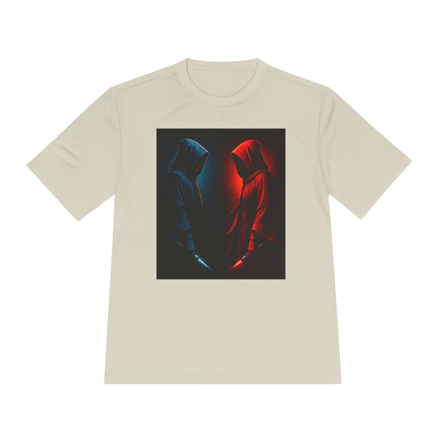 Hooded Figures Duel Graphic Tee — Red & Blue Neon Contrast