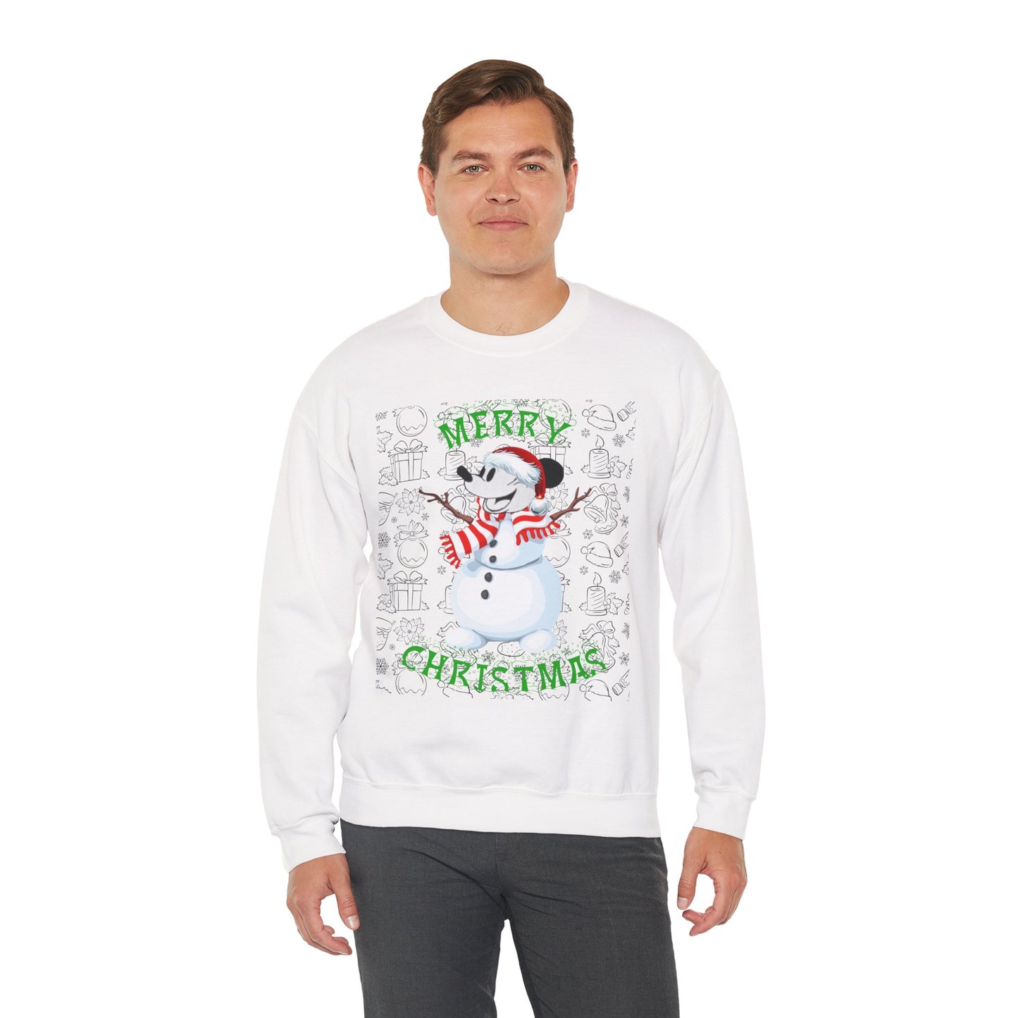 Christmas Snowman Crewneck Sweatshirt – "Merry Christmas" Holiday Pullover