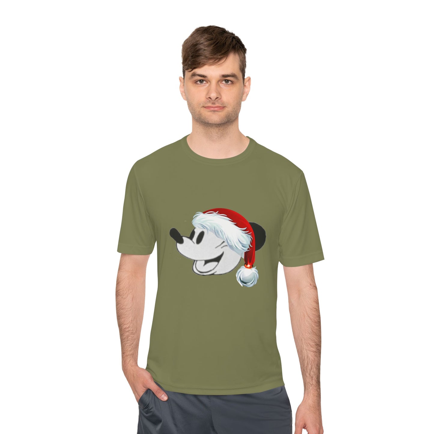 Christmas Cartoon Mouse Tee — Festive Santa Hat Holiday T-Shirt