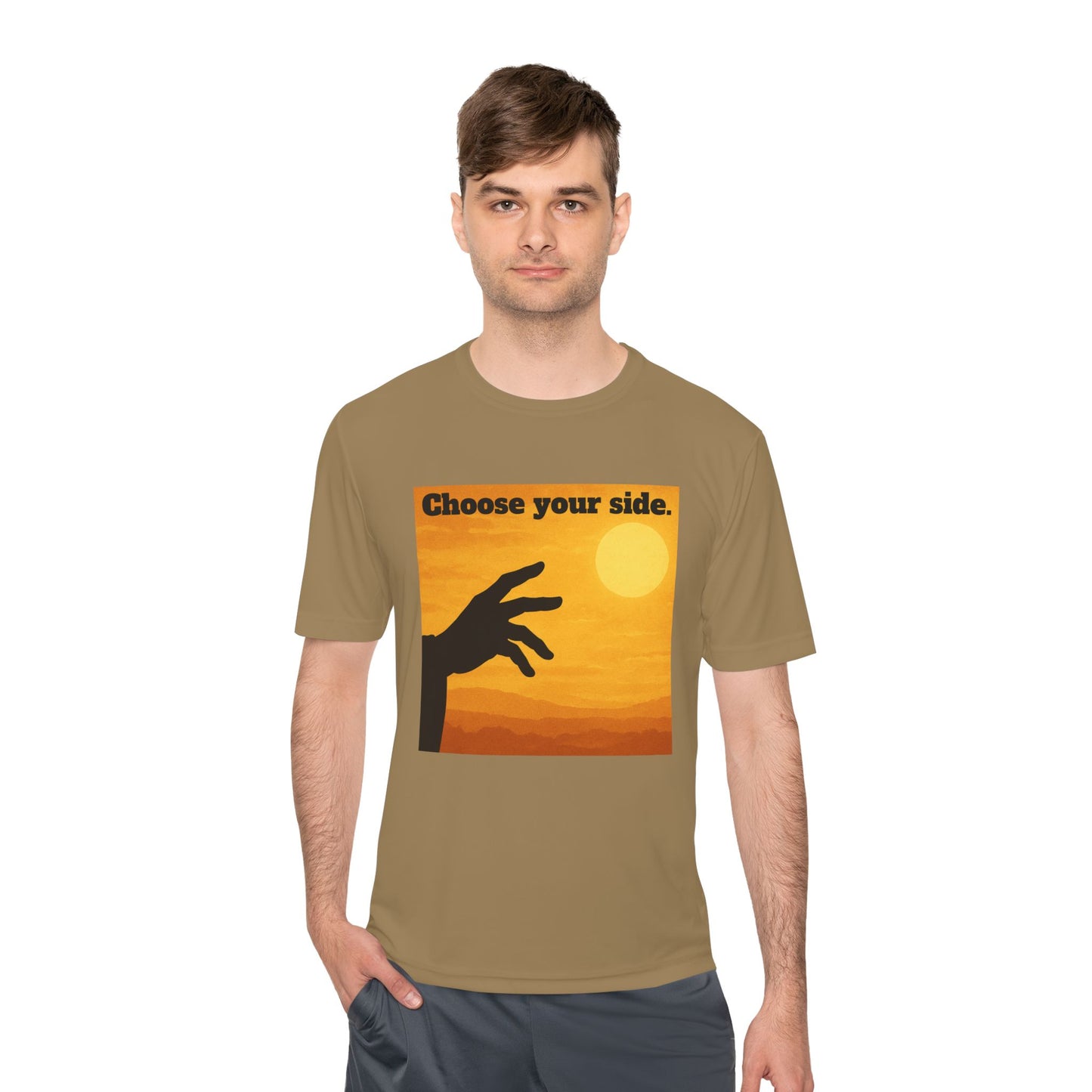 Choose Your Side Tee — Vintage Sunset Hand Silhouette Graphic T-Shirt