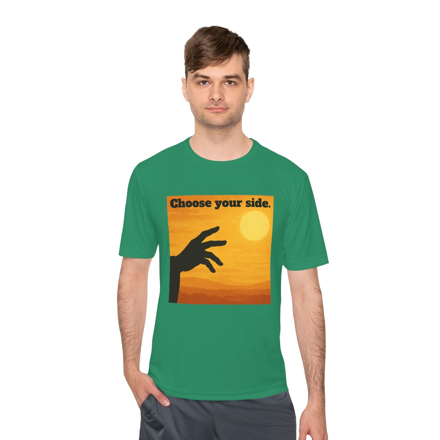 Choose Your Side Tee — Vintage Sunset Hand Silhouette Graphic T-Shirt