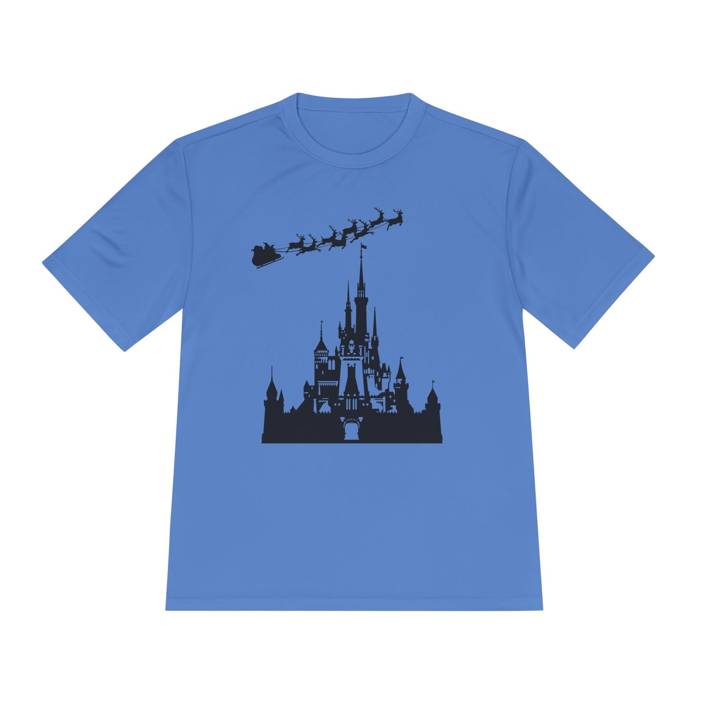 Castle Silhouette Tee — Santa Sleigh Over Castle Holiday T-Shirt