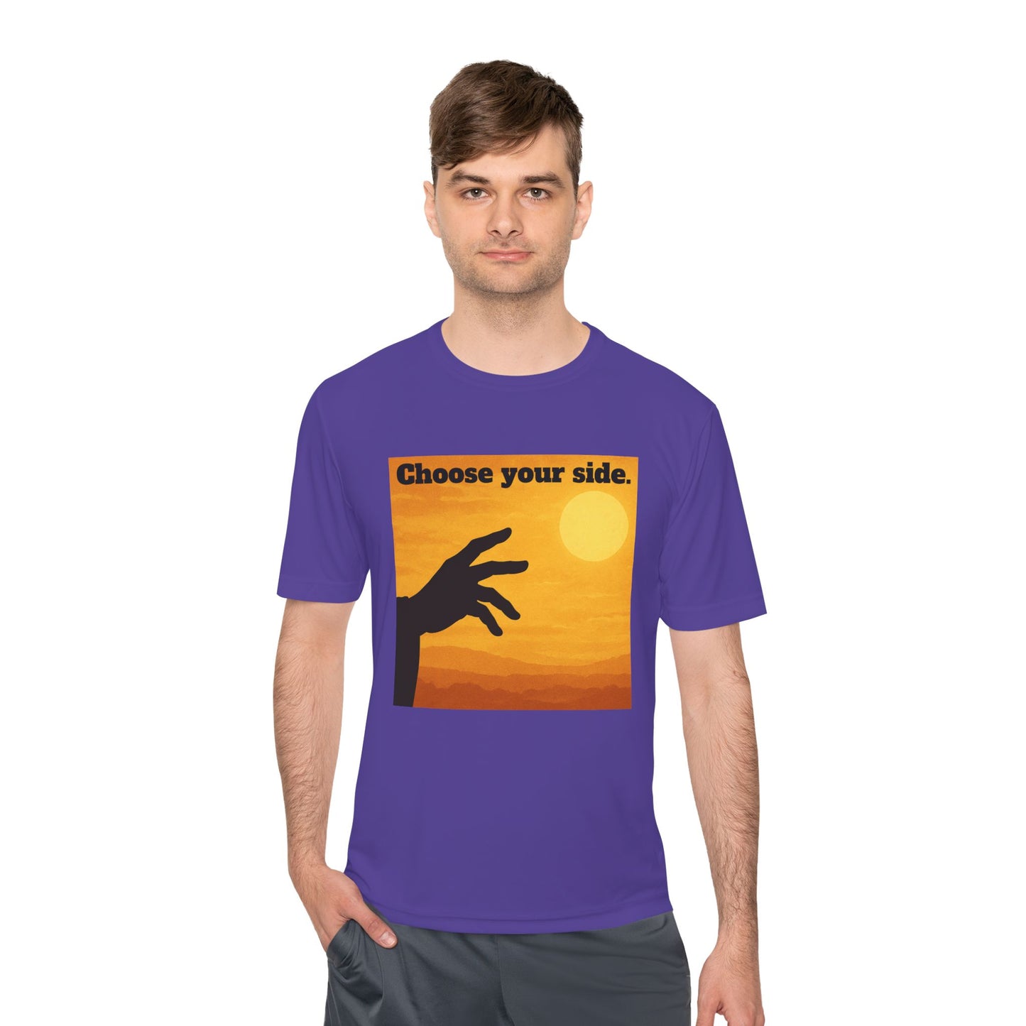 Choose Your Side Tee — Vintage Sunset Hand Silhouette Graphic T-Shirt