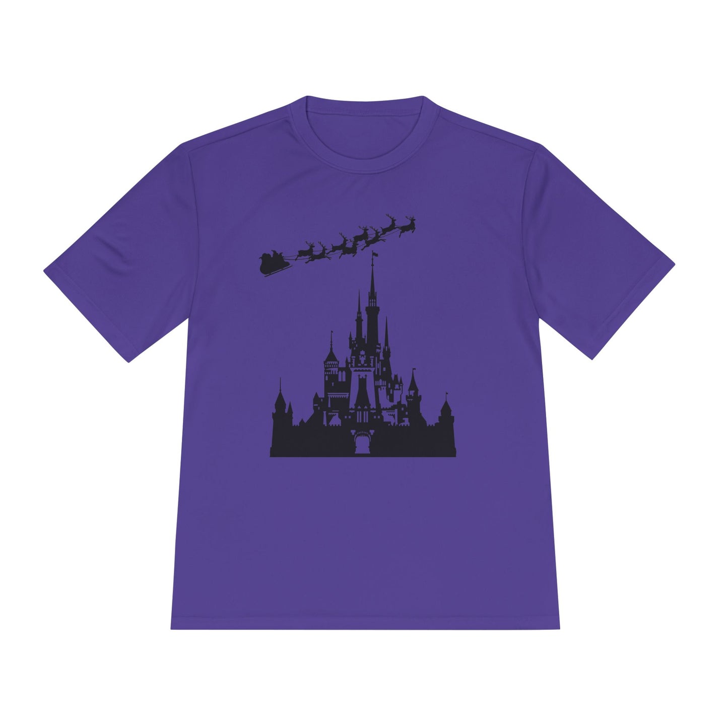 Castle Silhouette Tee — Santa Sleigh Over Castle Holiday T-Shirt