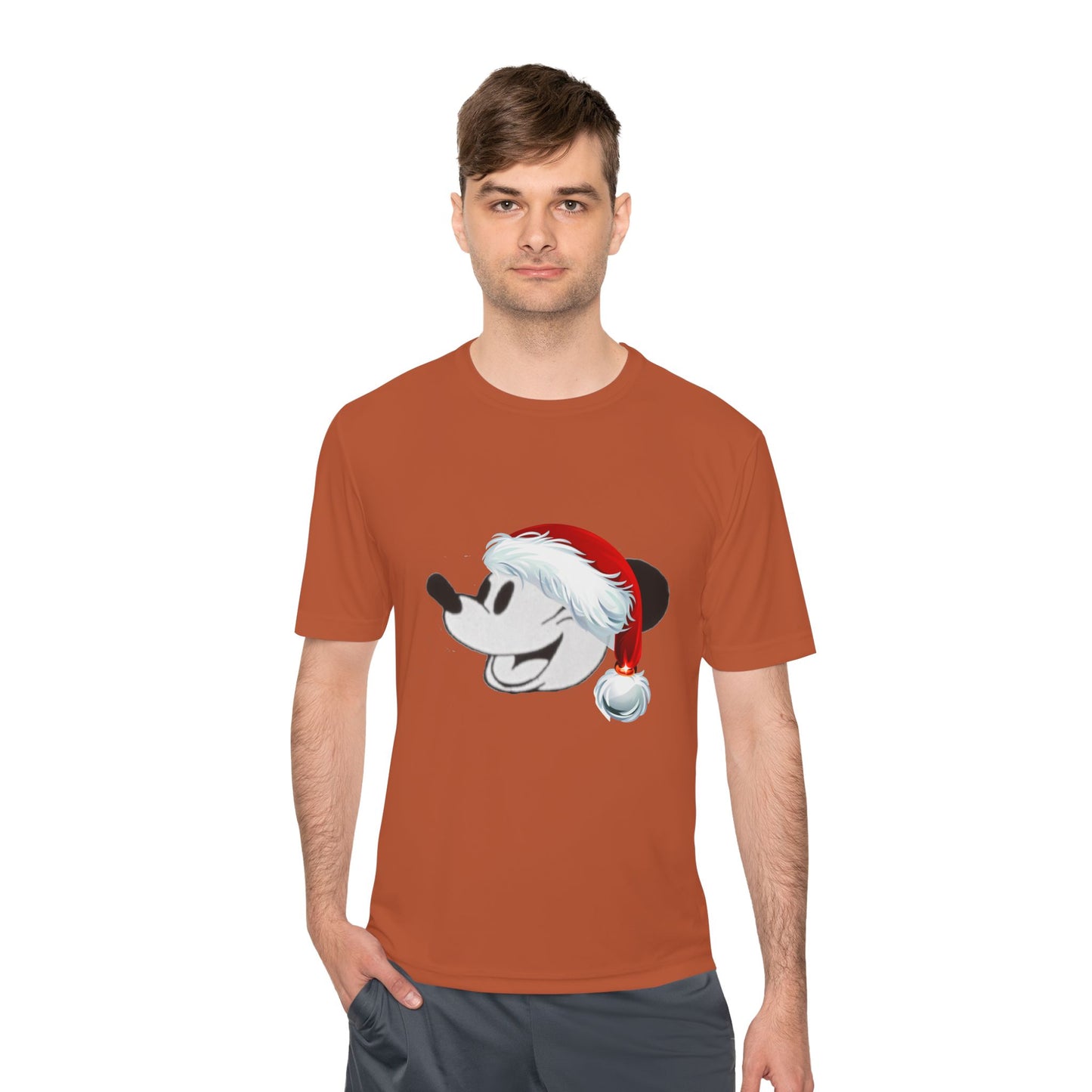Christmas Cartoon Mouse Tee — Festive Santa Hat Holiday T-Shirt