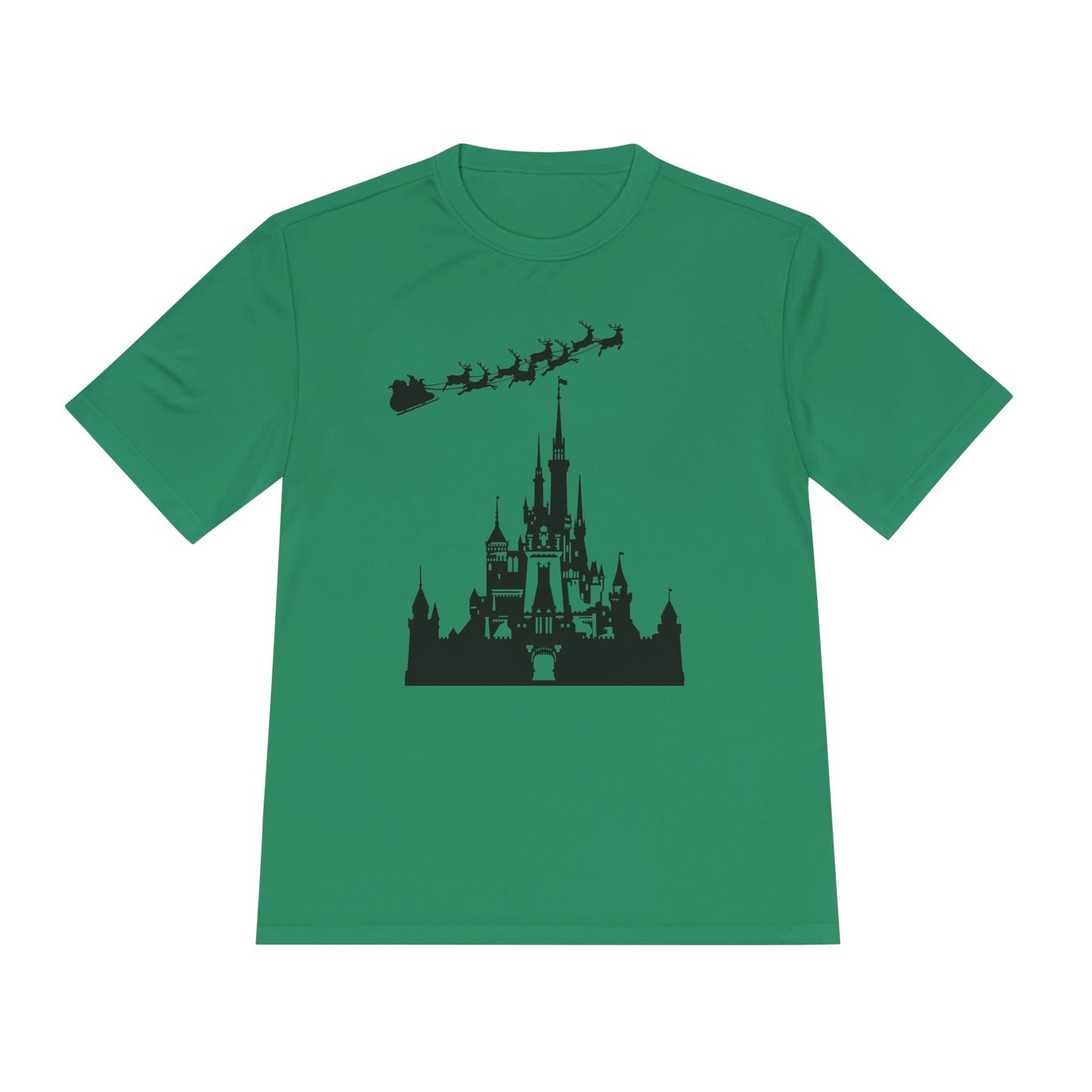 Castle Silhouette Tee — Santa Sleigh Over Castle Holiday T-Shirt