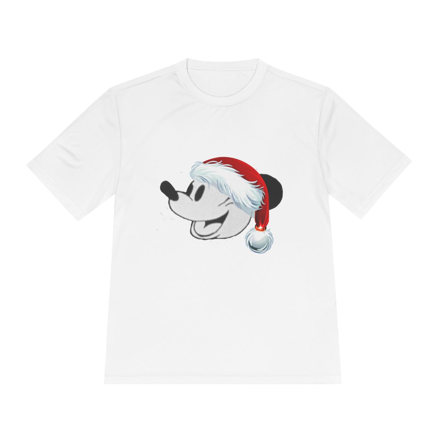 Christmas Cartoon Mouse Tee — Festive Santa Hat Holiday T-Shirt