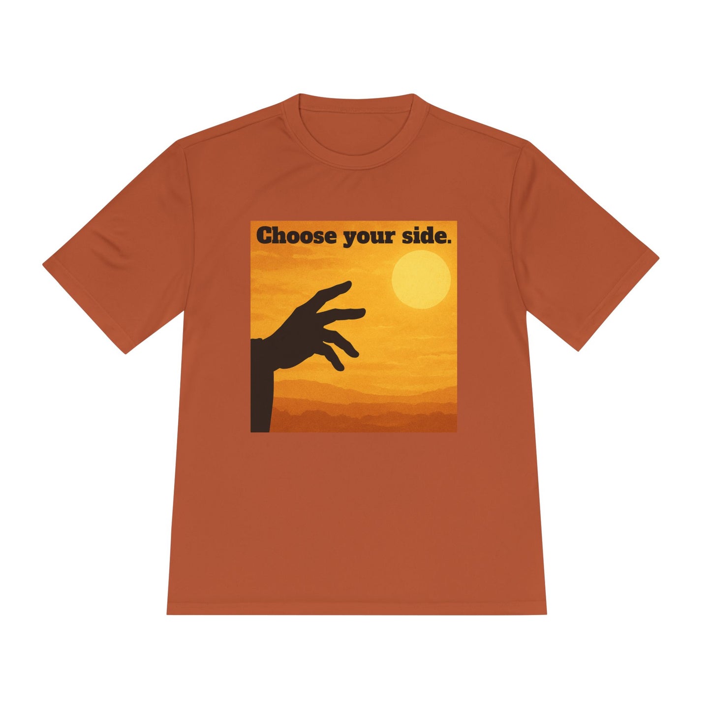 Choose Your Side Tee — Vintage Sunset Hand Silhouette Graphic T-Shirt