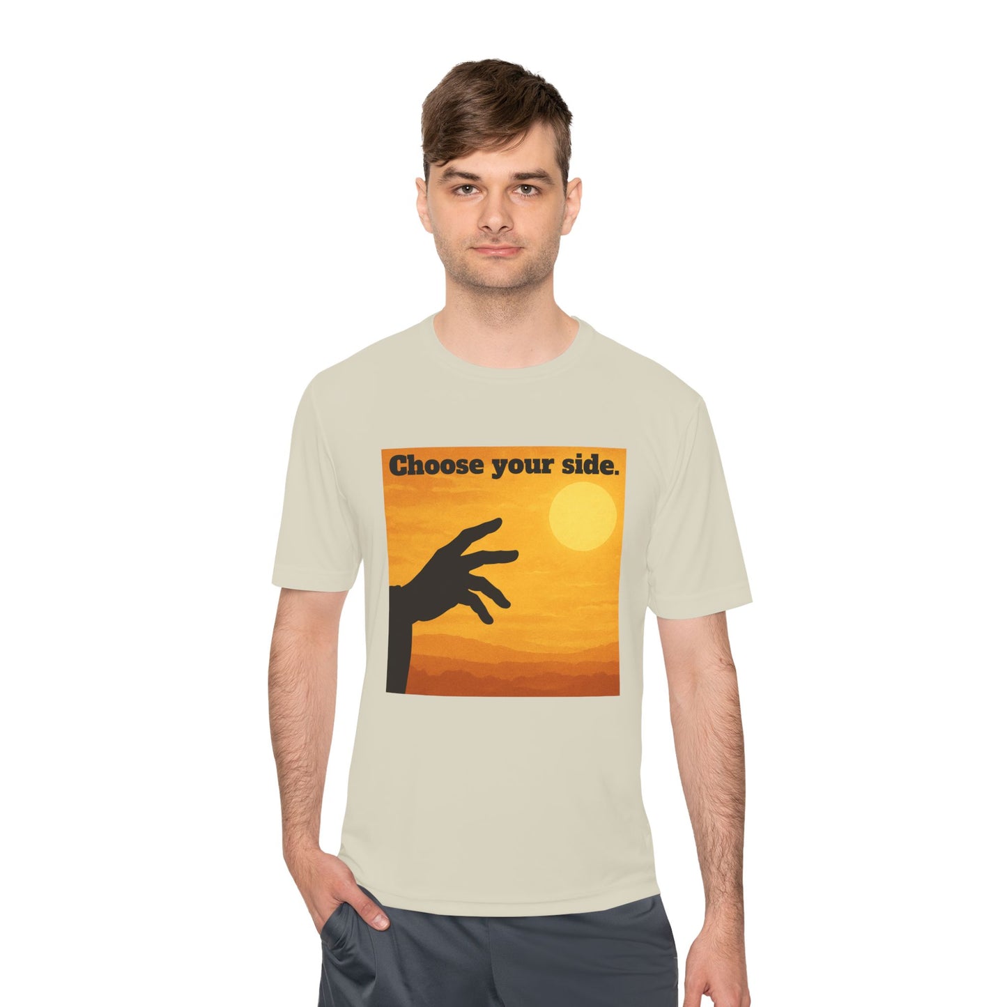 Choose Your Side Tee — Vintage Sunset Hand Silhouette Graphic T-Shirt