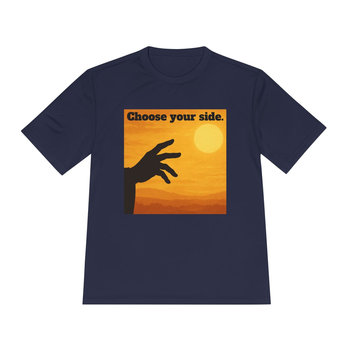 Choose Your Side Tee — Vintage Sunset Hand Silhouette Graphic T-Shirt