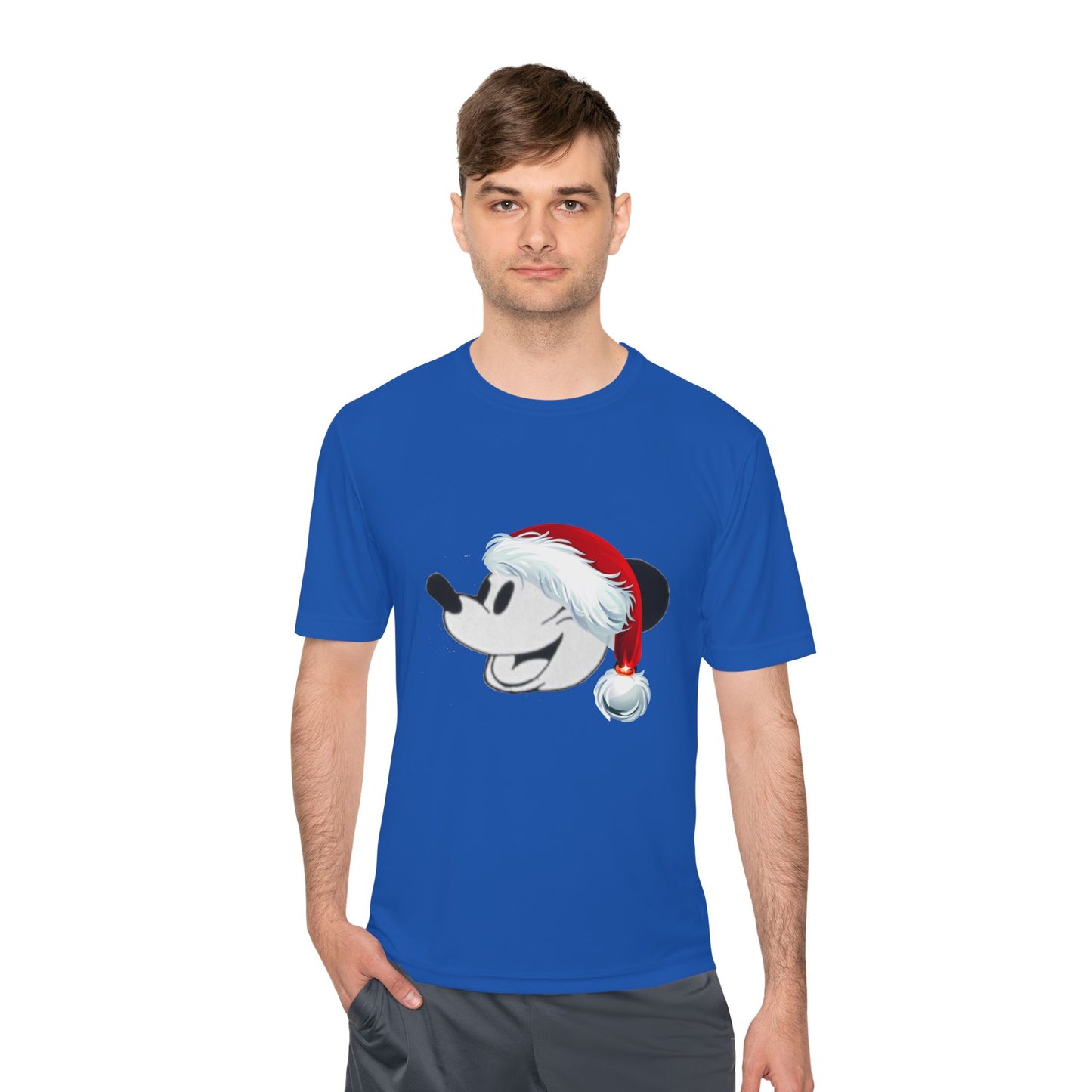 Christmas Cartoon Mouse Tee — Festive Santa Hat Holiday T-Shirt